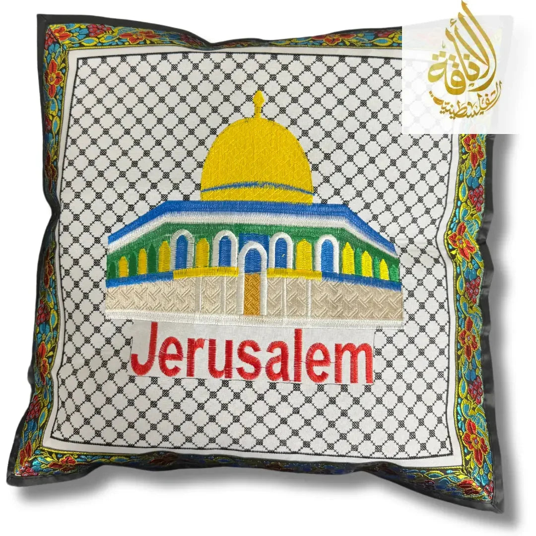 Palestine Pillow Cases with Kuffiyeh Tatreez Background Palestinian Elegance
