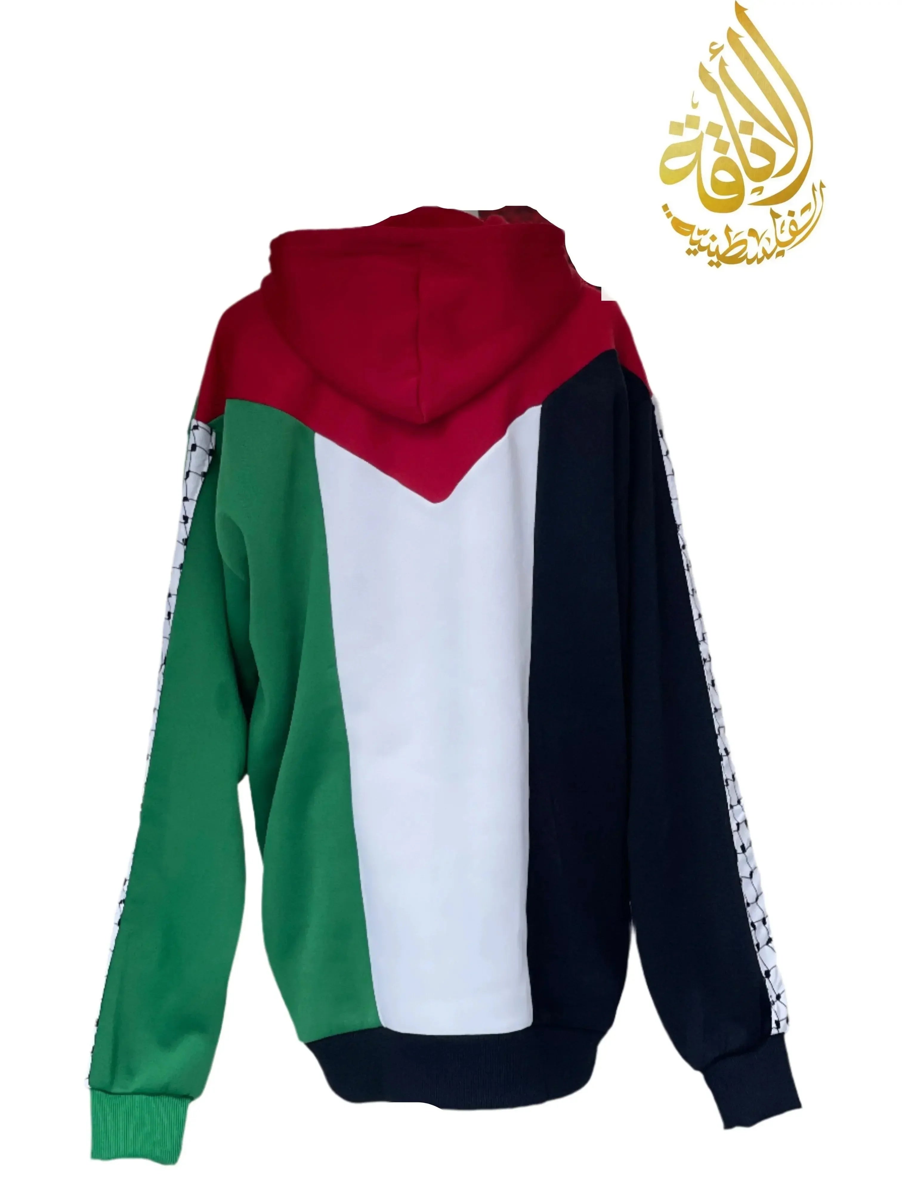 Palestine Pullover Hoodie with Kufiyeh Sleeves - Unisex Cultural Apparel Palestinian Elegance