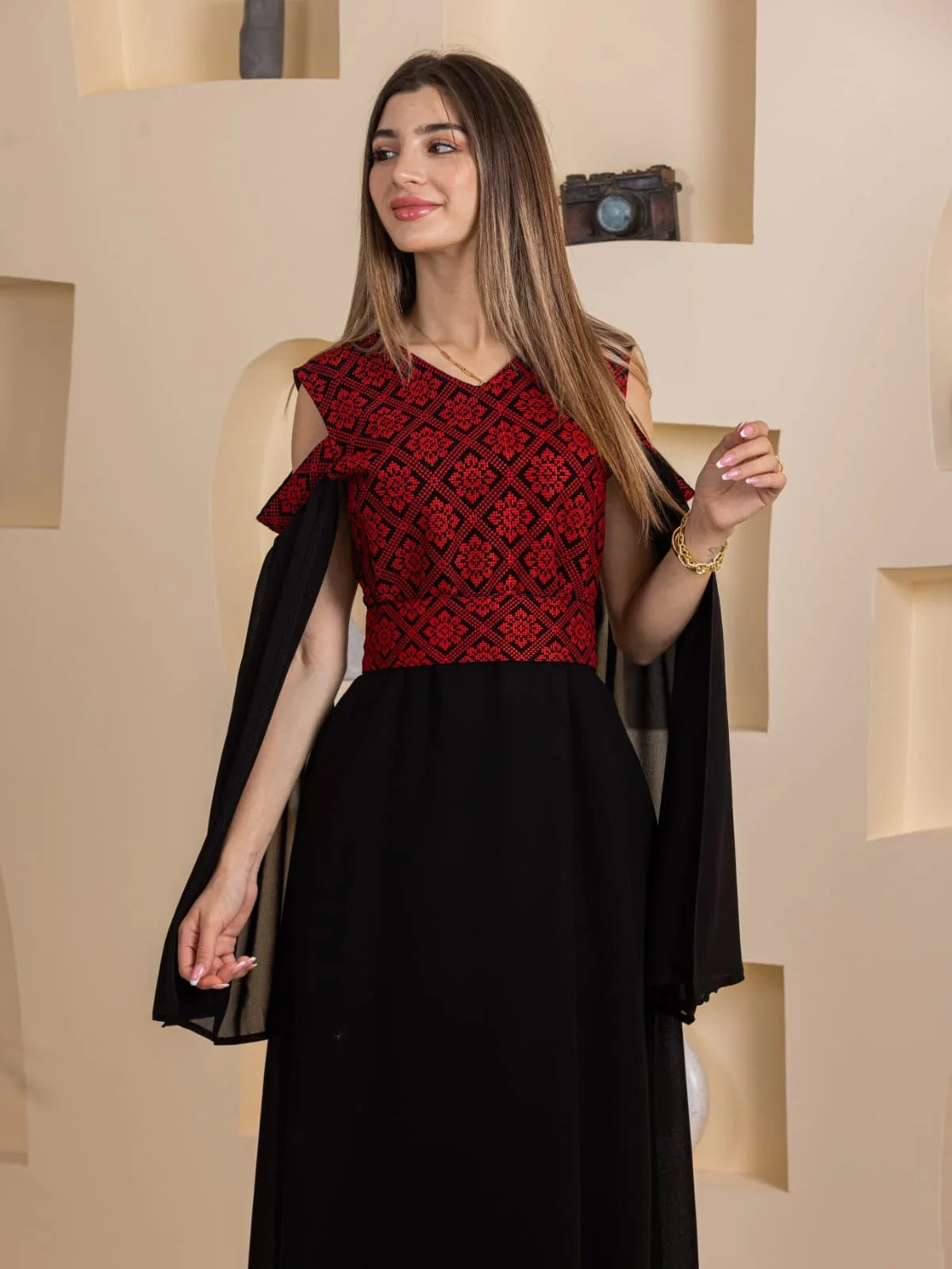 Palestinian Essence Dress Authentic Palestinian Embroidery with a Elegant  Touch - Black / 3