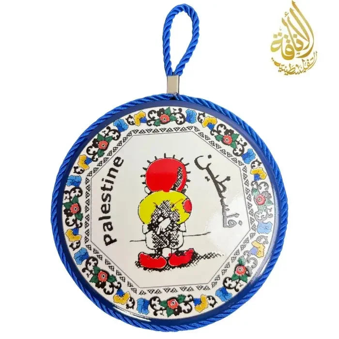 Palestinian heritage decor set with colorful hand-painted ceramic hanging ornament featuring traditional artwork