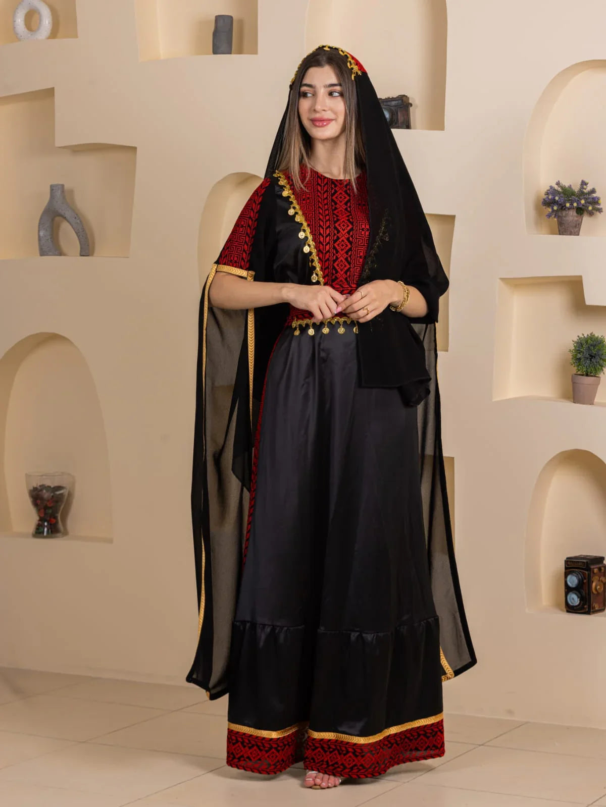 Qamar Embroidered Dress Heritage and Modern Elegance - Palestinian Elegance Qamar Embroidered Dress Heritage and Modern Elegance - Palestinian Elegance