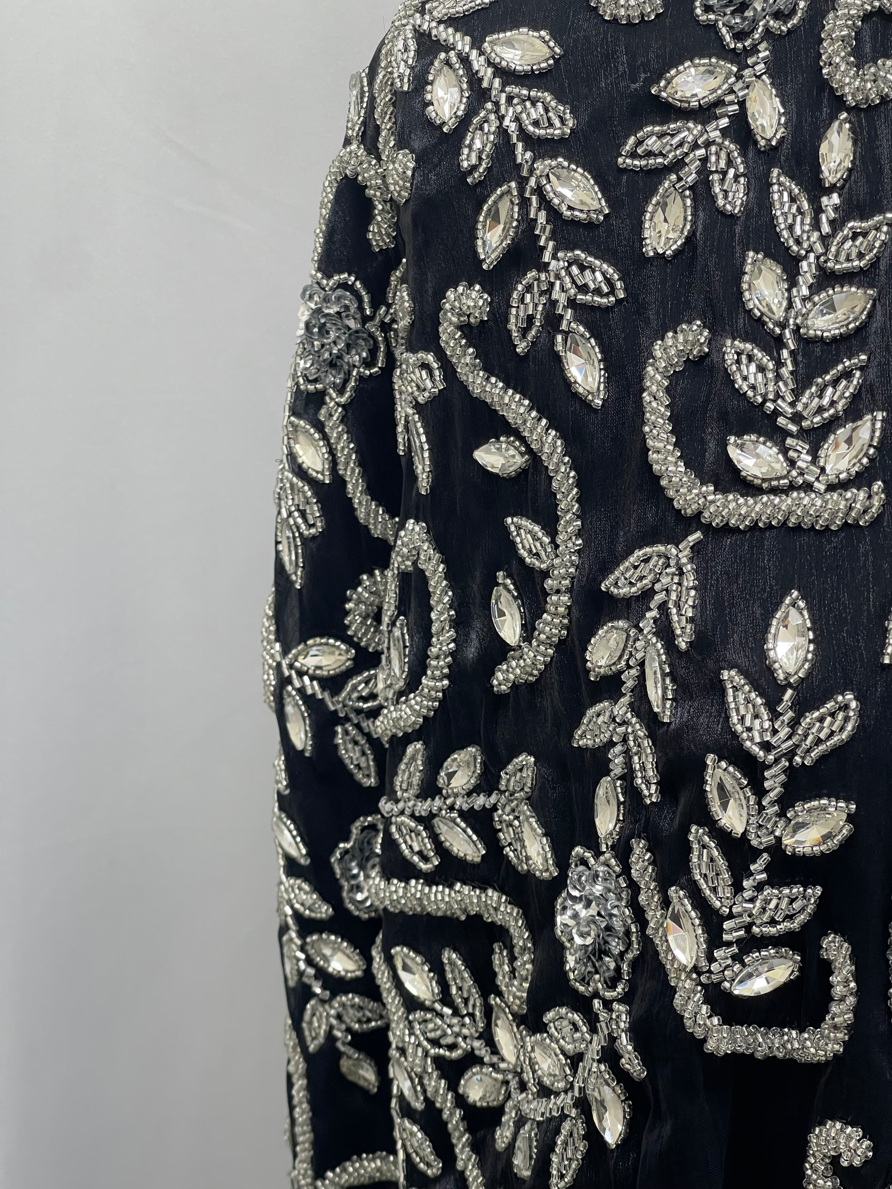 Rafah Luxury Regal Embellished Cape-Black - Palestinian Elegance