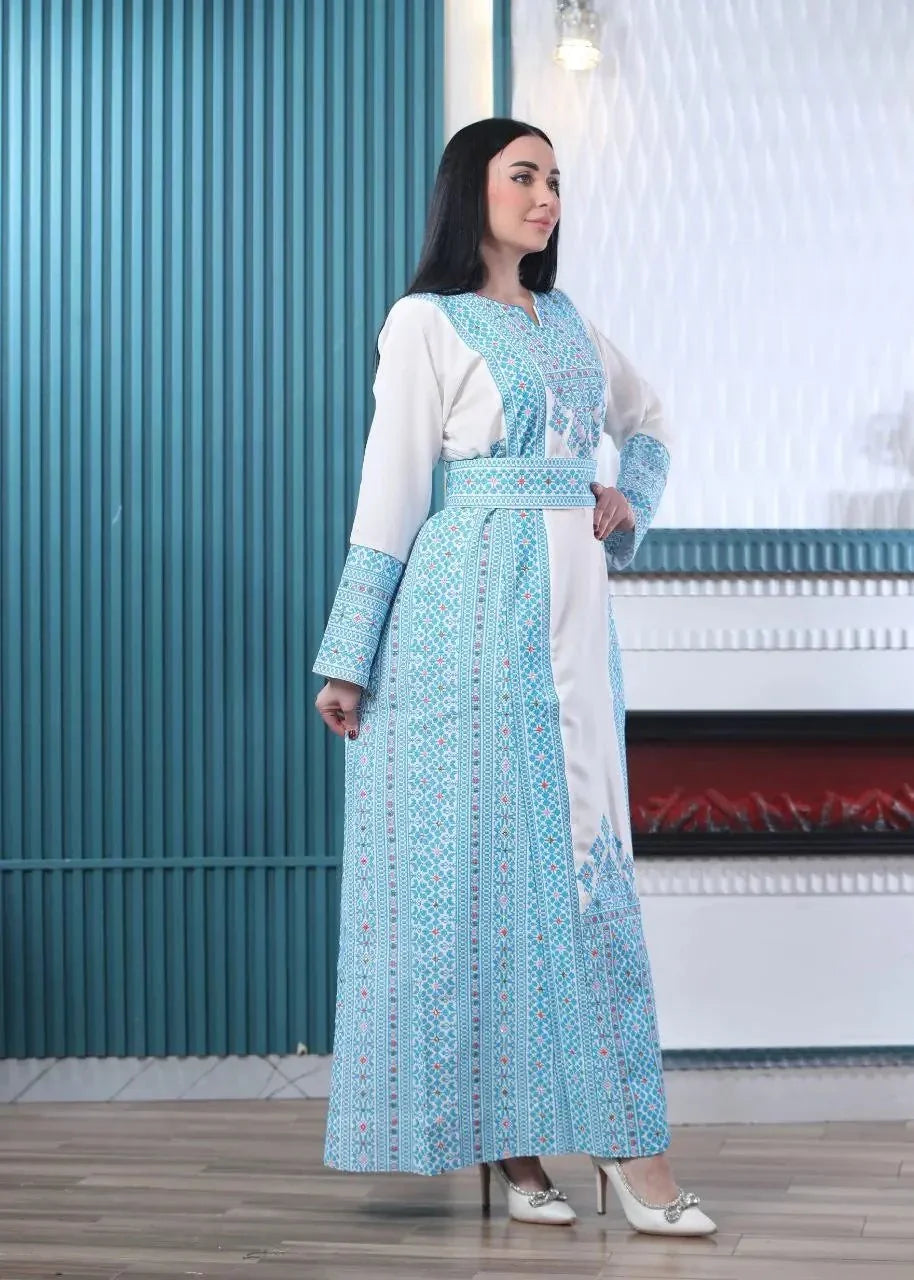 Raina Embroidered Thoub – Exquisite Tradition & Modern Comfort - Palestinian Elegance