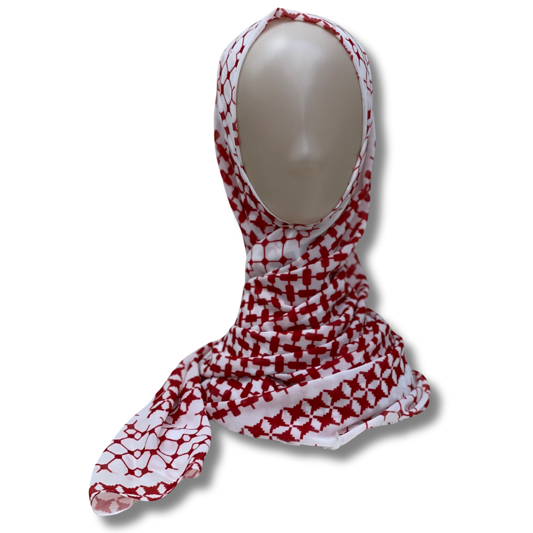 Red Kuffiyeh Hijab - Stylish and Versatile Headscarf for Everyday Wear Palestinian Elegance