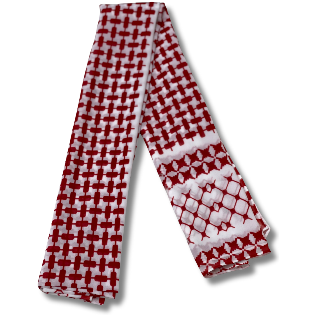 Red Kuffiyeh Hijab - Stylish and Versatile Headscarf for Everyday Wear Palestinian Elegance