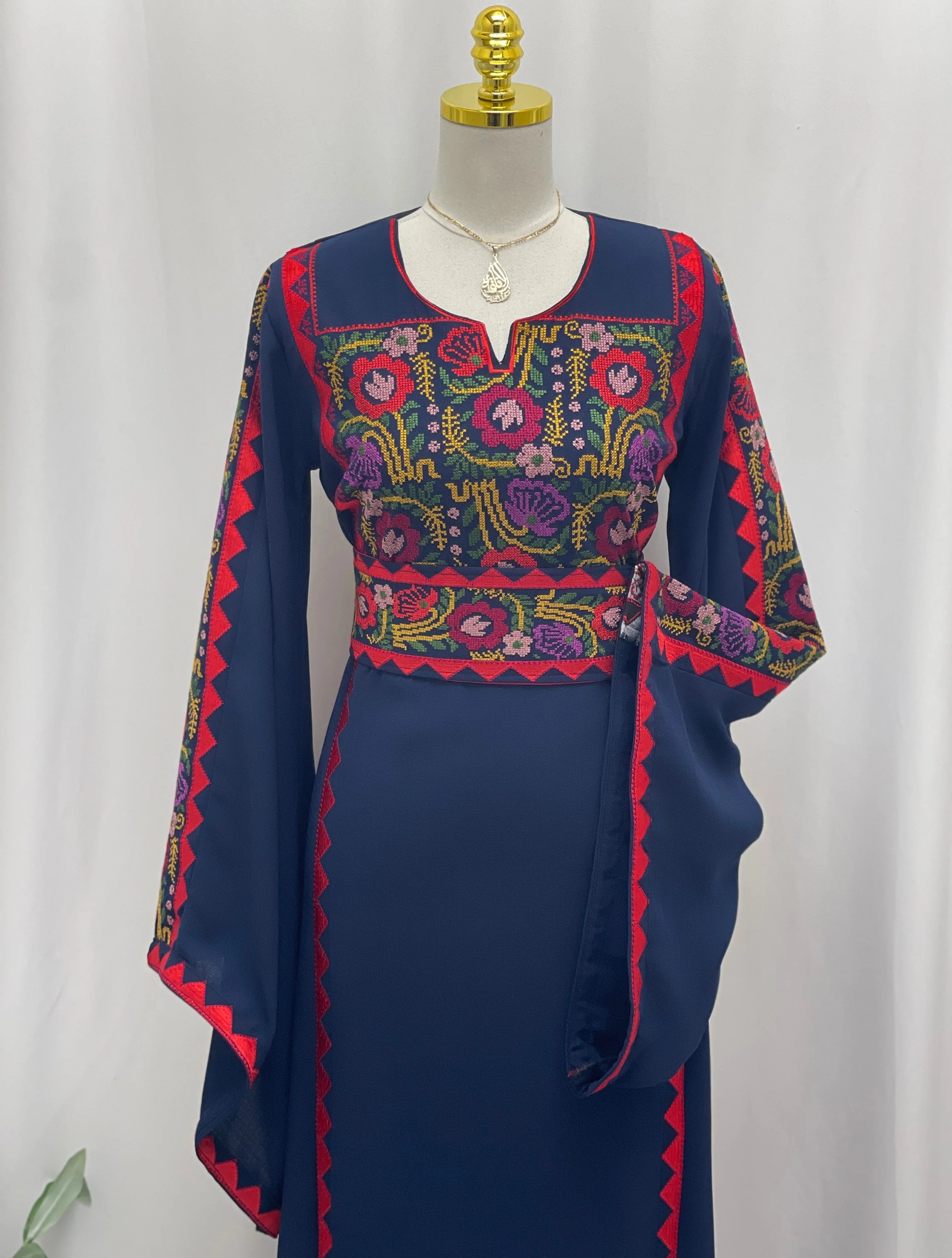 Riyahin Embroidered Thobe Palestinian Elegance