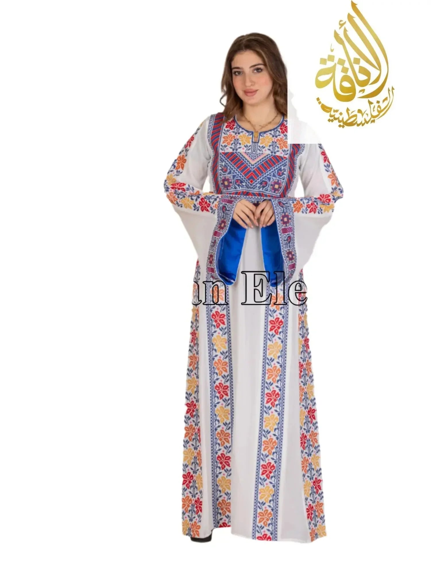 Roses Embroidered Thoub | Elegant Palestinian Dress - Palestinian Elegance