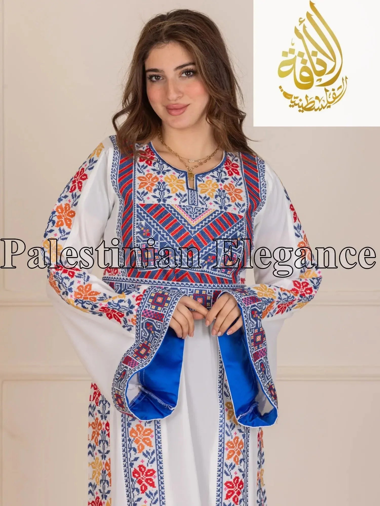 Roses Embroidered Thoub | Elegant Palestinian Dress - Palestinian Elegance