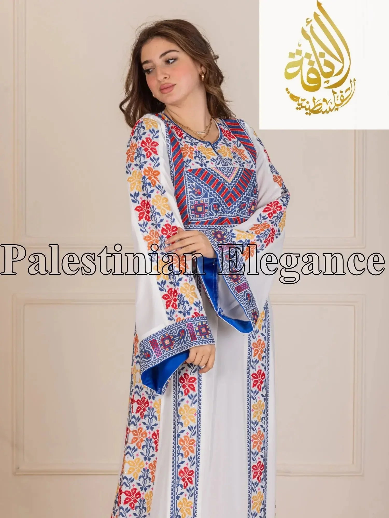 Roses Embroidered Thoub | Elegant Palestinian Dress - Palestinian Elegance