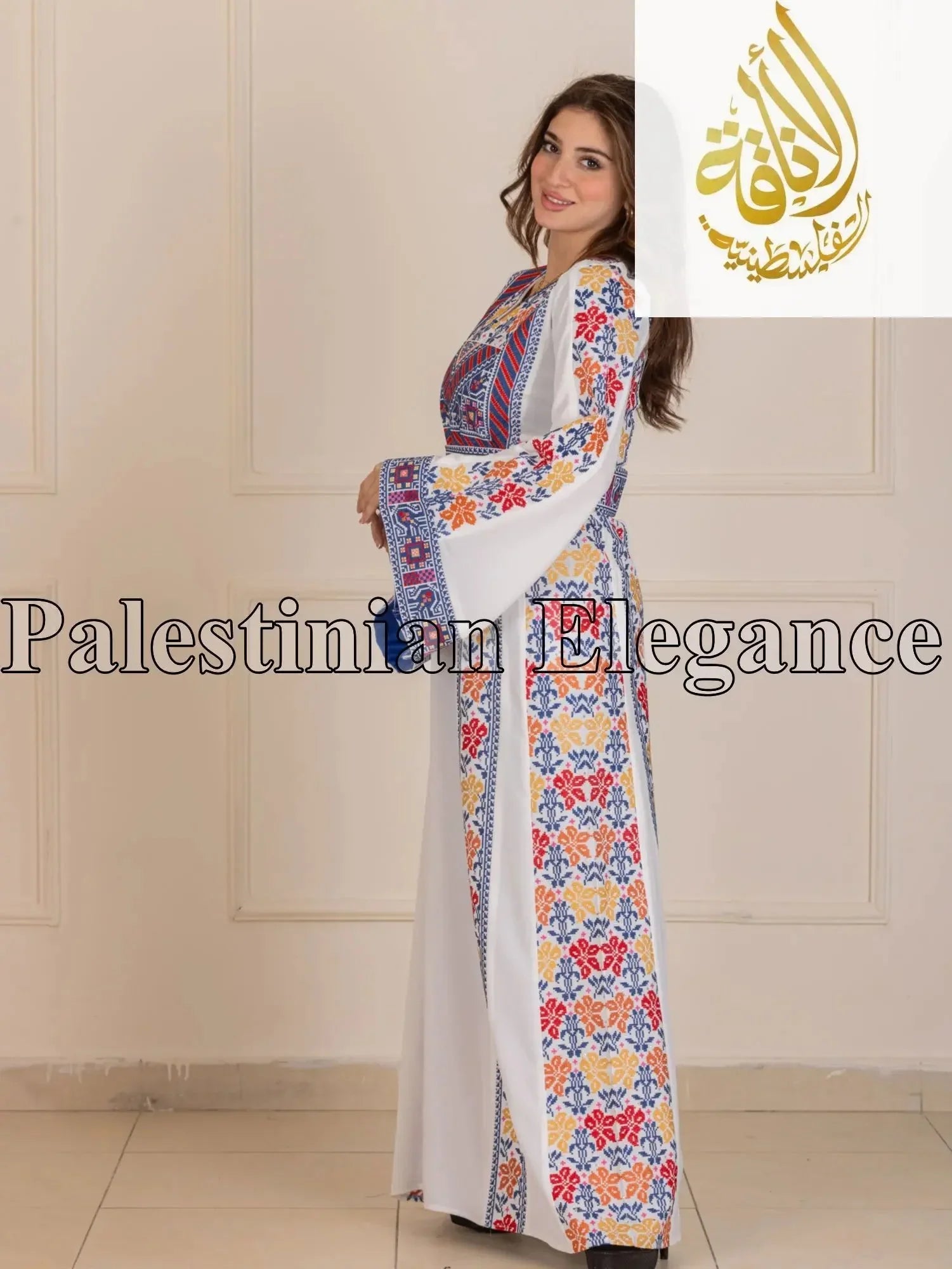 Roses Embroidered Thoub | Elegant Palestinian Dress - Palestinian Elegance