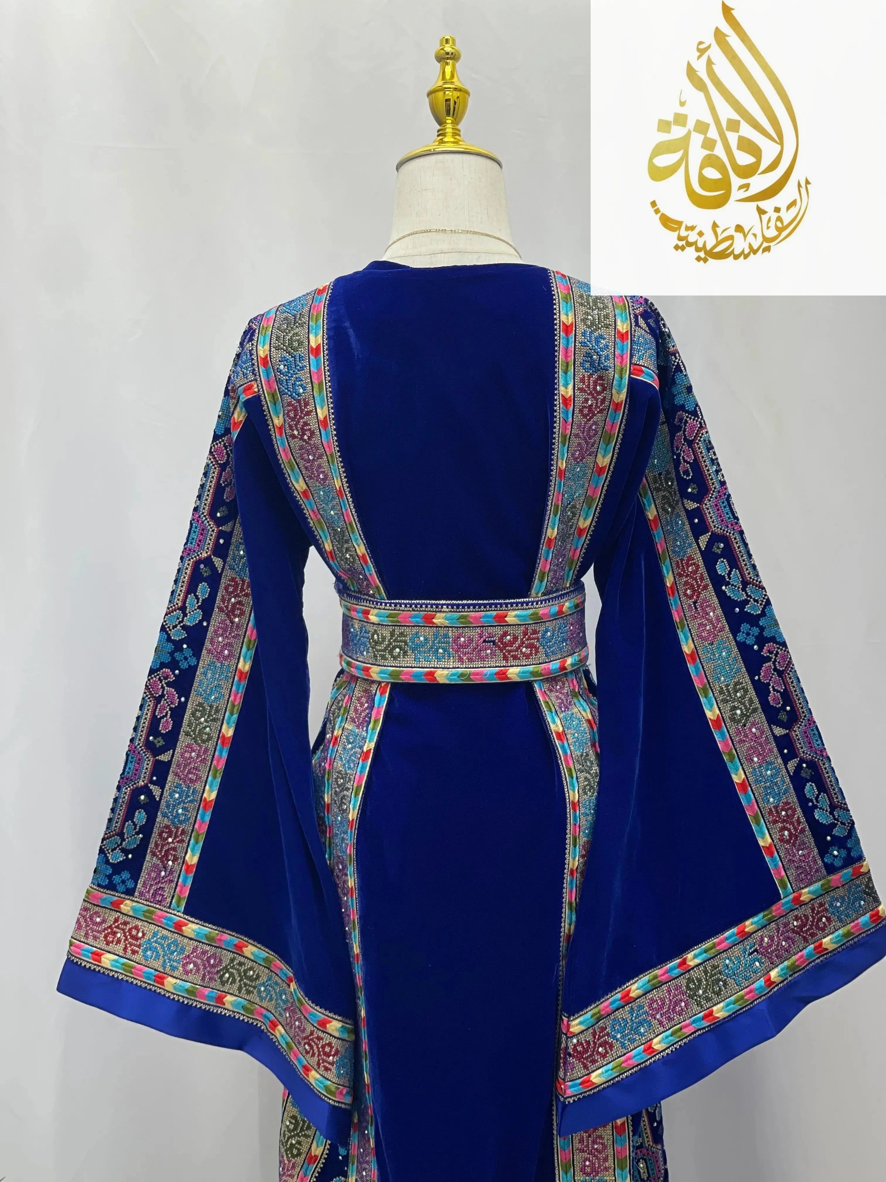 Royal Blue Embroidered Velvet Palestinian Elegance