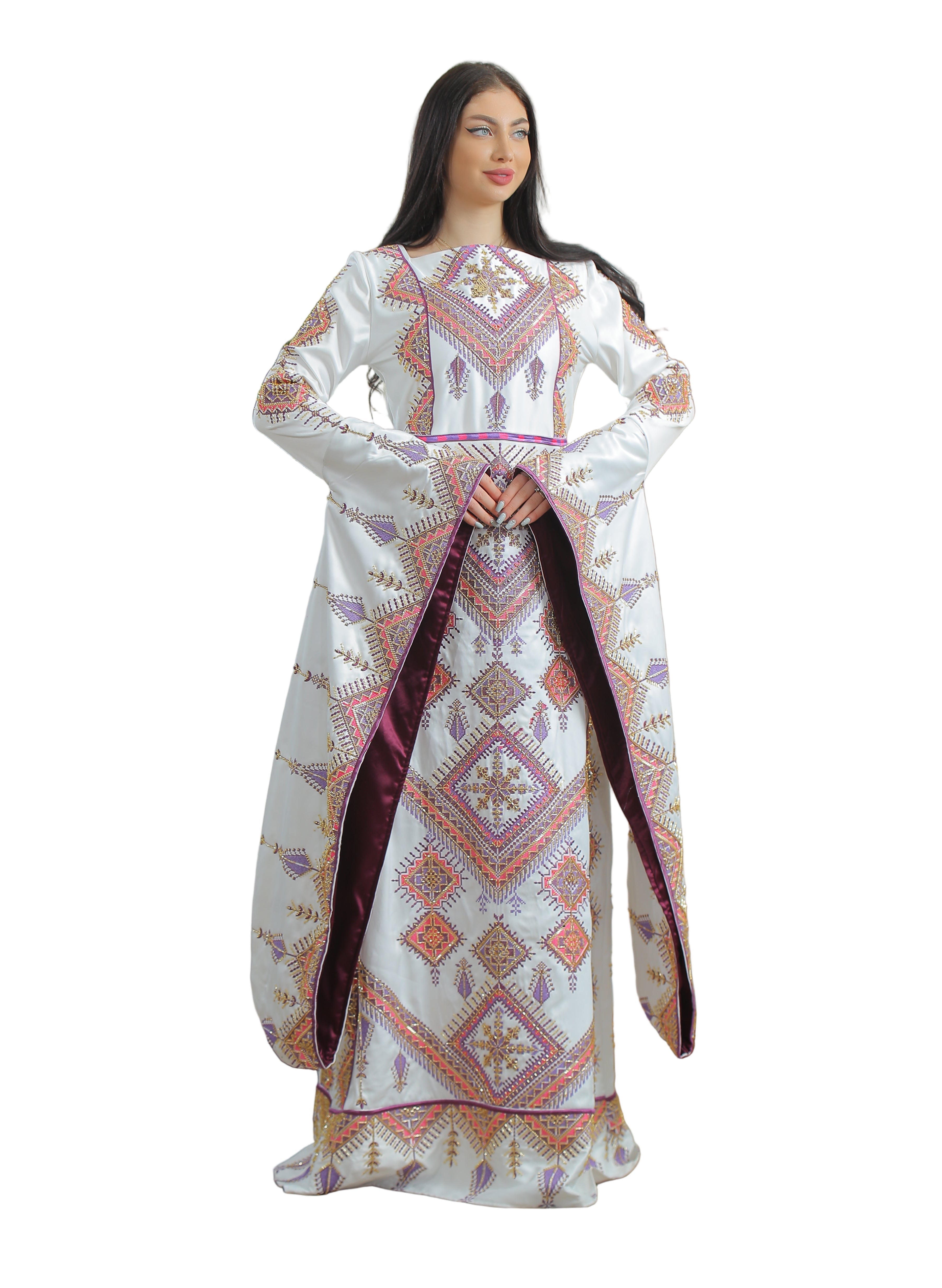 Royal Elegance Embroidered Thoub Gown - Palestinian Elegance