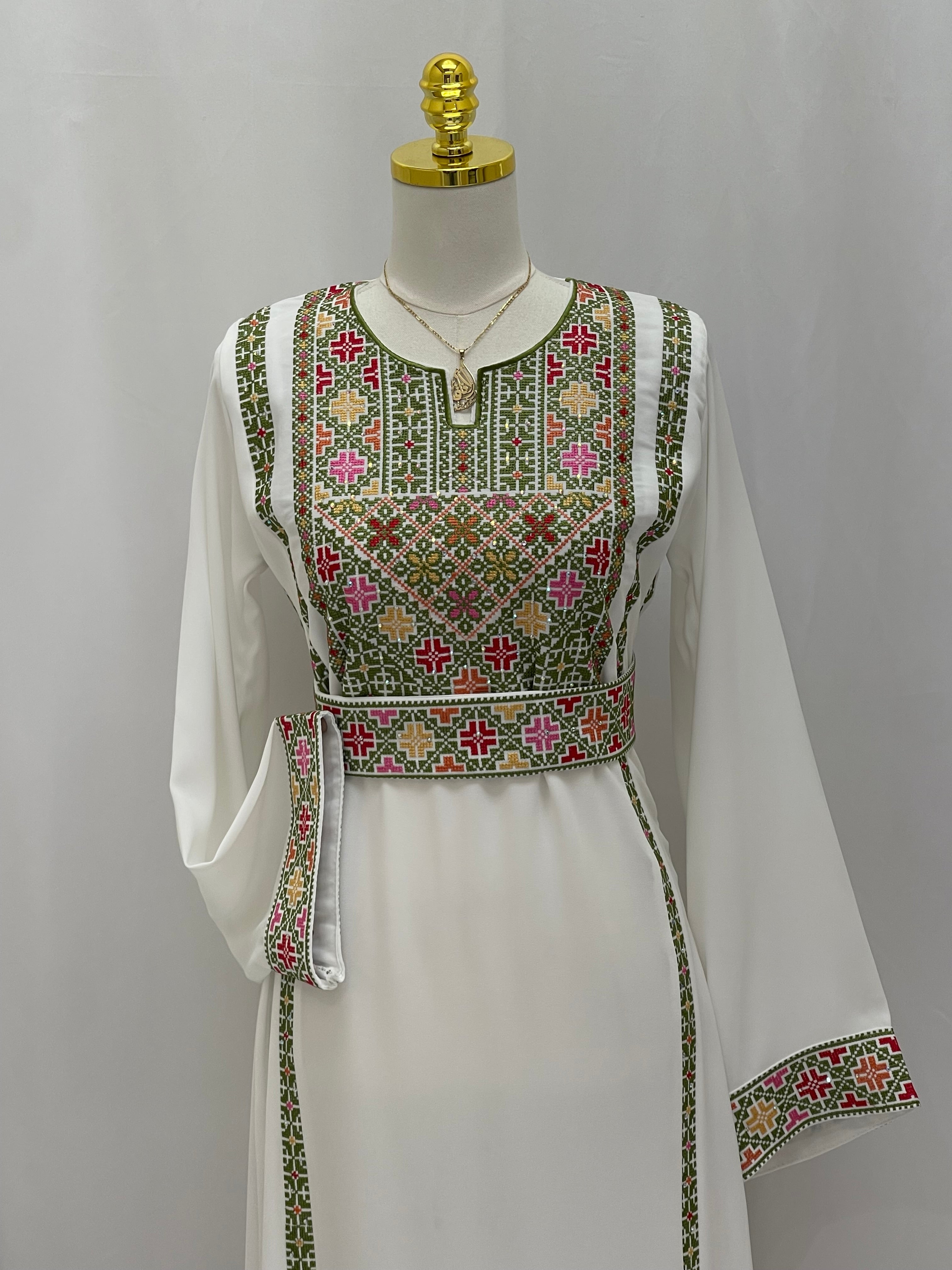 Simple 4 Vin Embroidered Thoub – Timeless Elegance & Modern Tradition - Palestinian Elegance