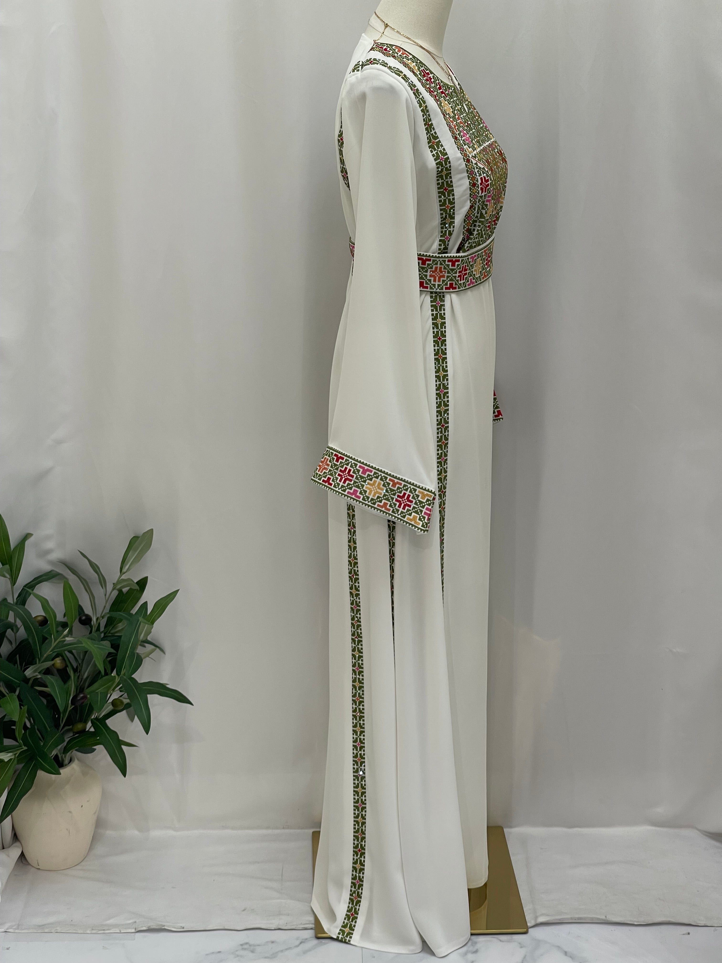 Simple 4 Vin Embroidered Thoub – Timeless Elegance & Modern Tradition - Palestinian Elegance