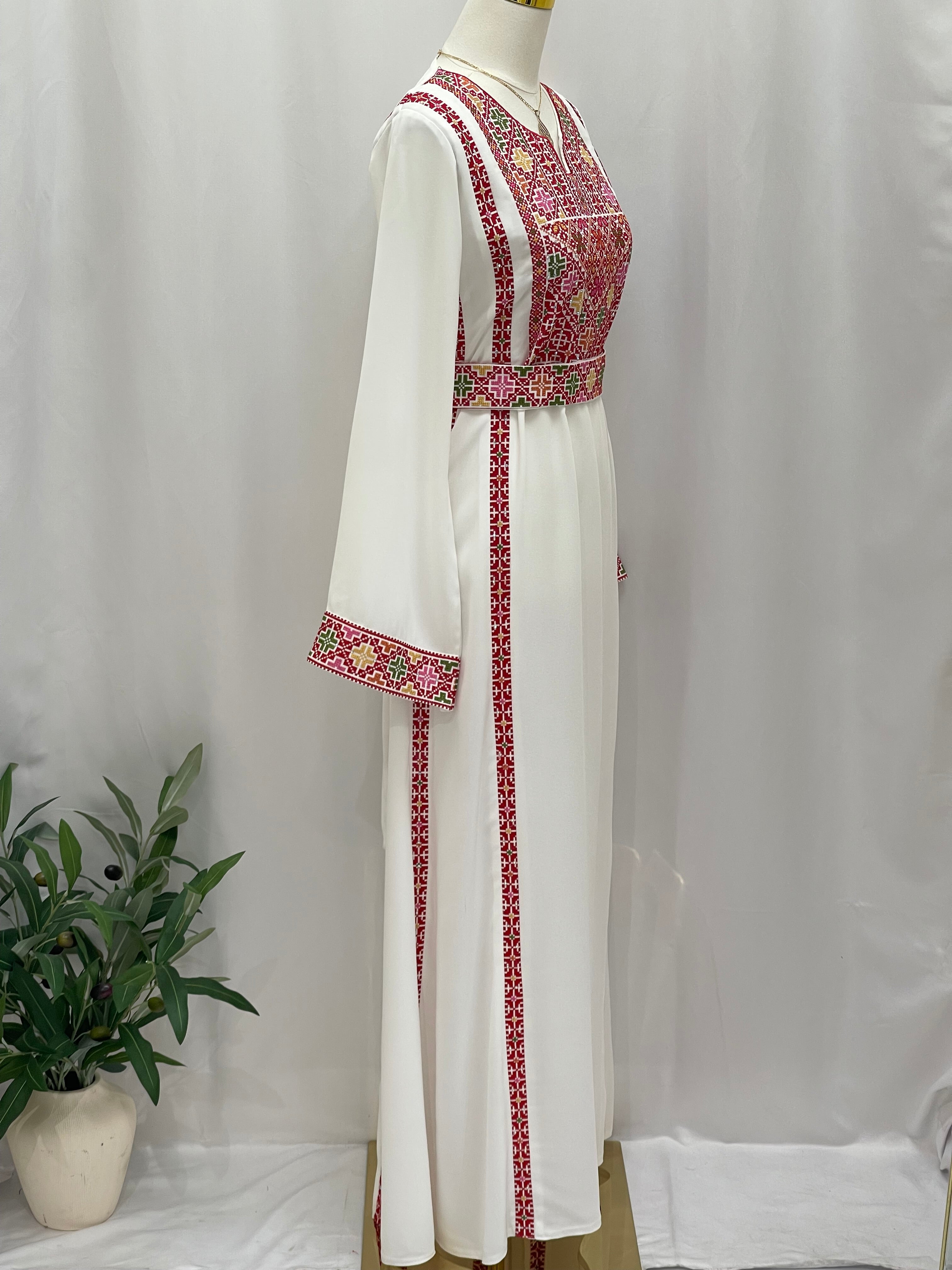 Simple 4 Vin Embroidered Thoub – Timeless Elegance & Modern Tradition - Palestinian Elegance