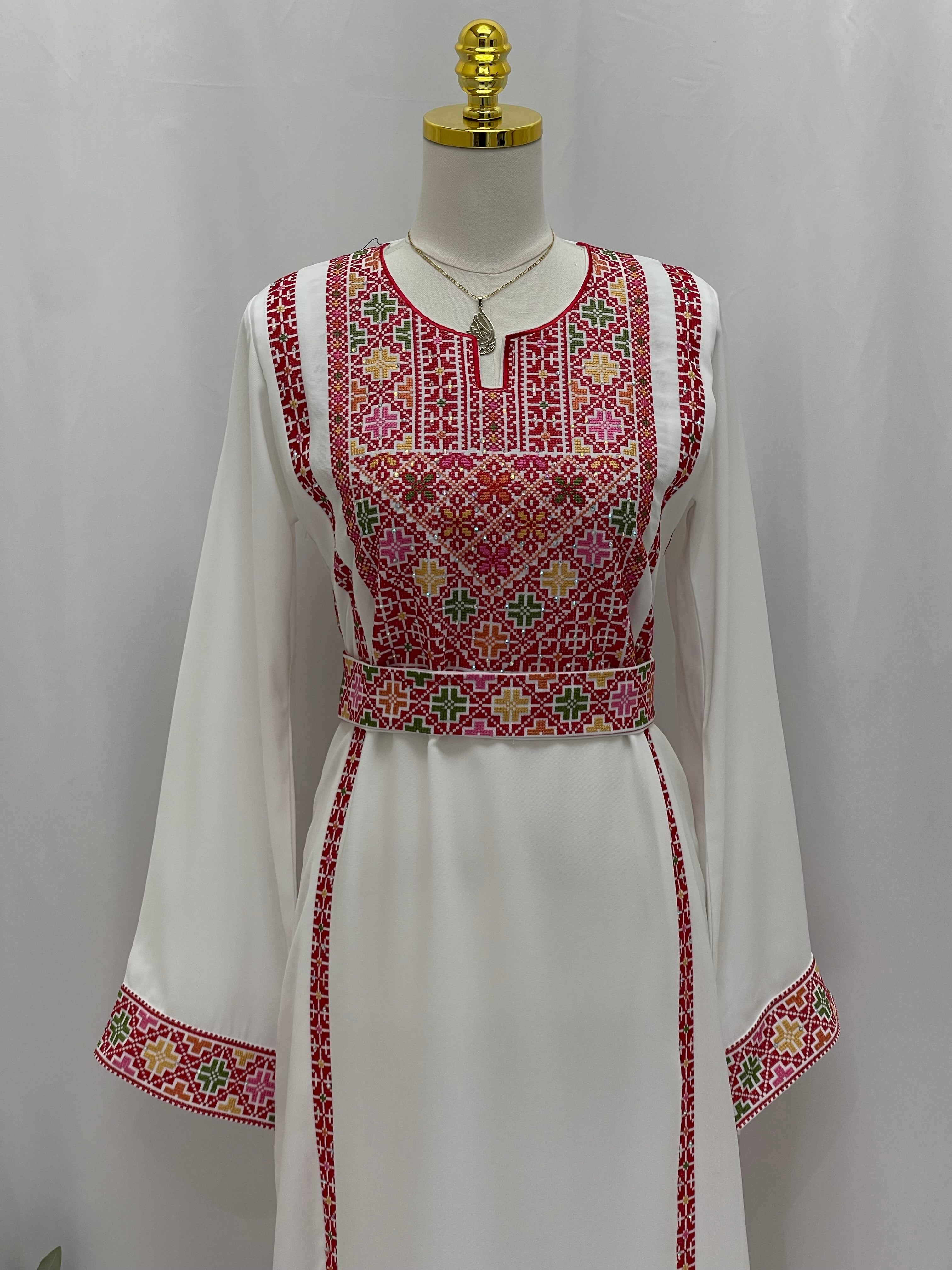 Simple 4 Vin Embroidered Thoub – Timeless Elegance & Modern Tradition - Palestinian Elegance