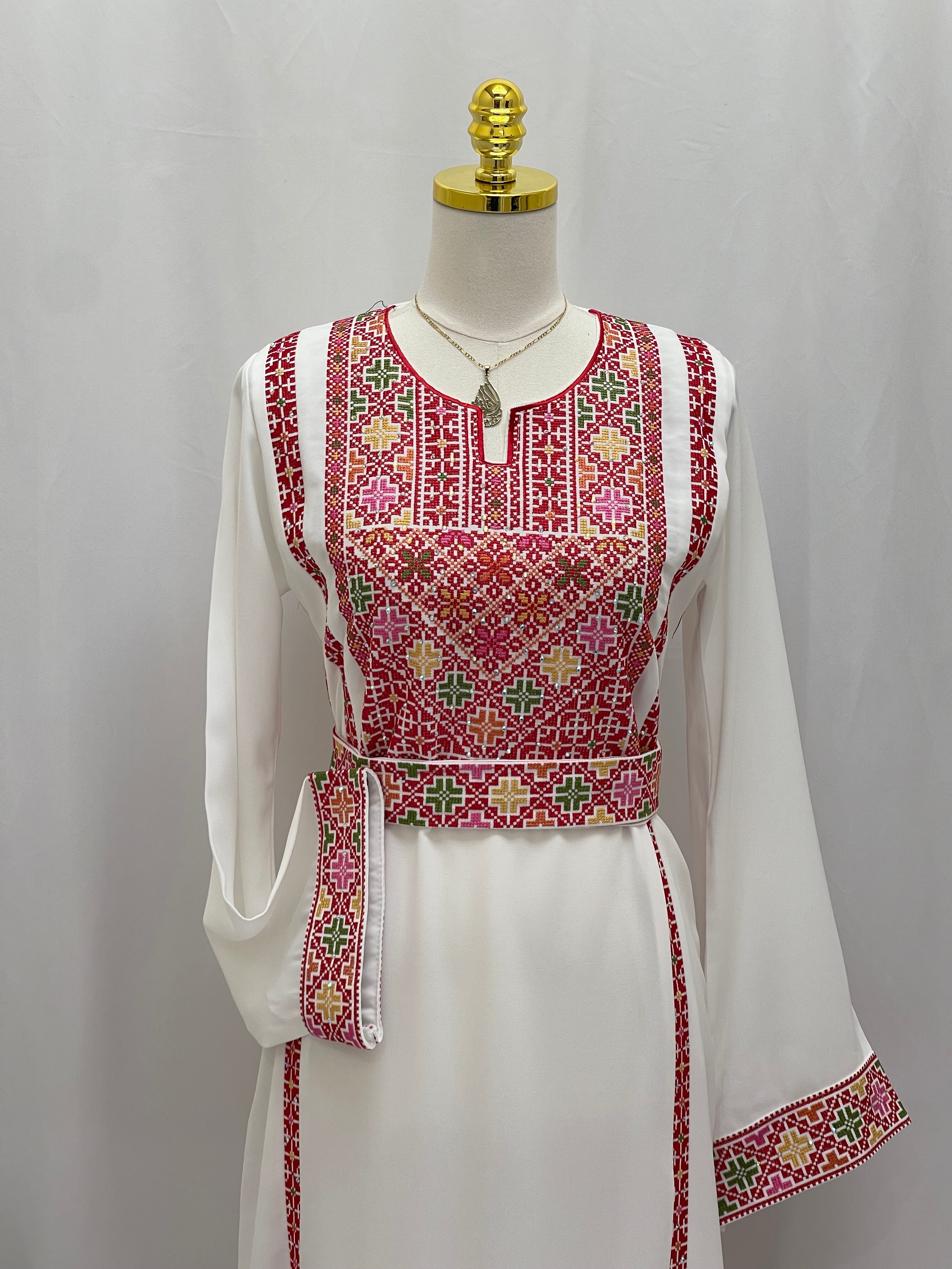 Simple 4 Vin Embroidered Thoub – Timeless Elegance & Modern Tradition - Palestinian Elegance