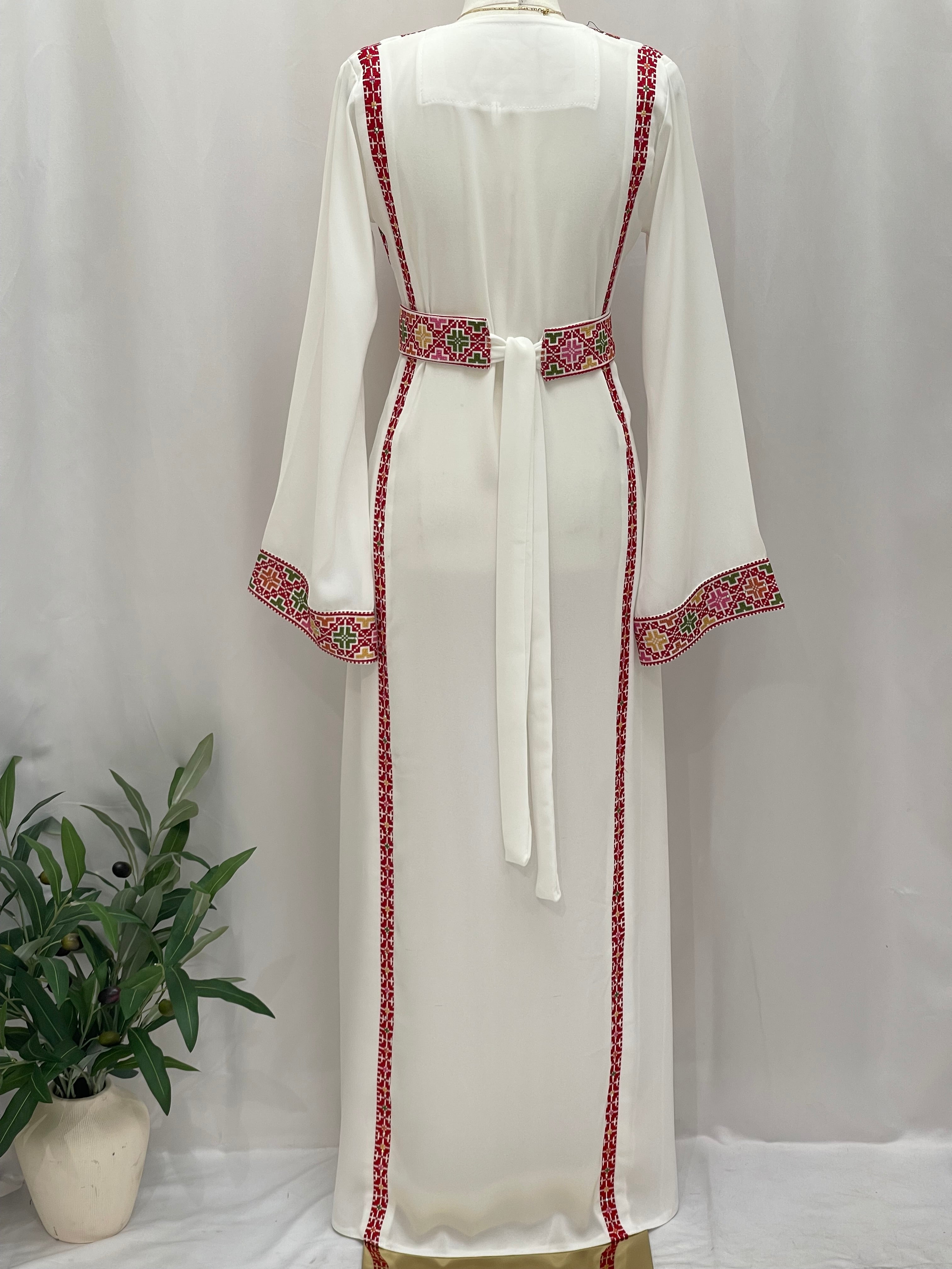 Simple 4 Vin Embroidered Thoub – Timeless Elegance & Modern Tradition - Palestinian Elegance