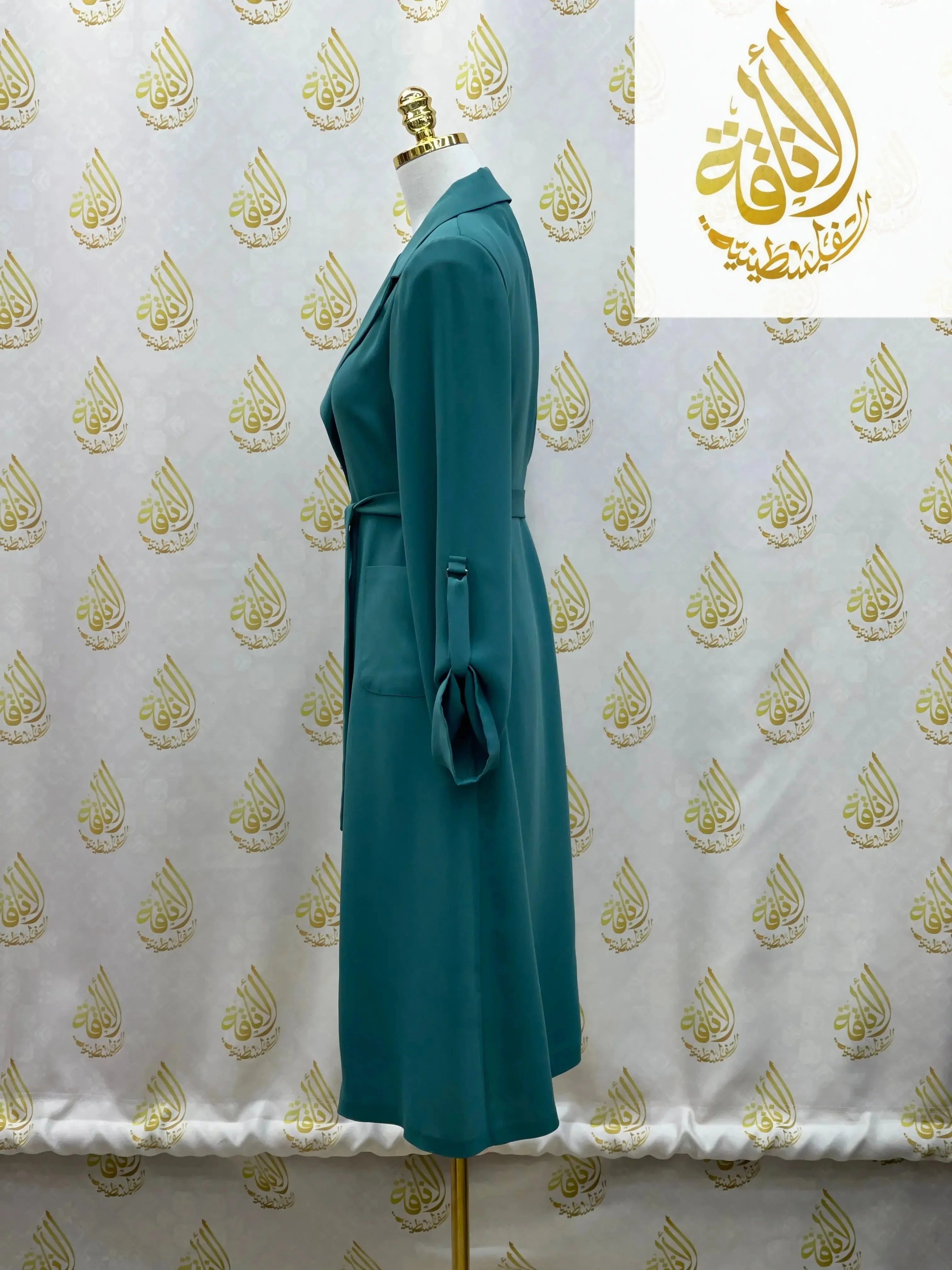 Sophisticated Elegance: Long Modest Light Trench Blazer Palestinian Elegance