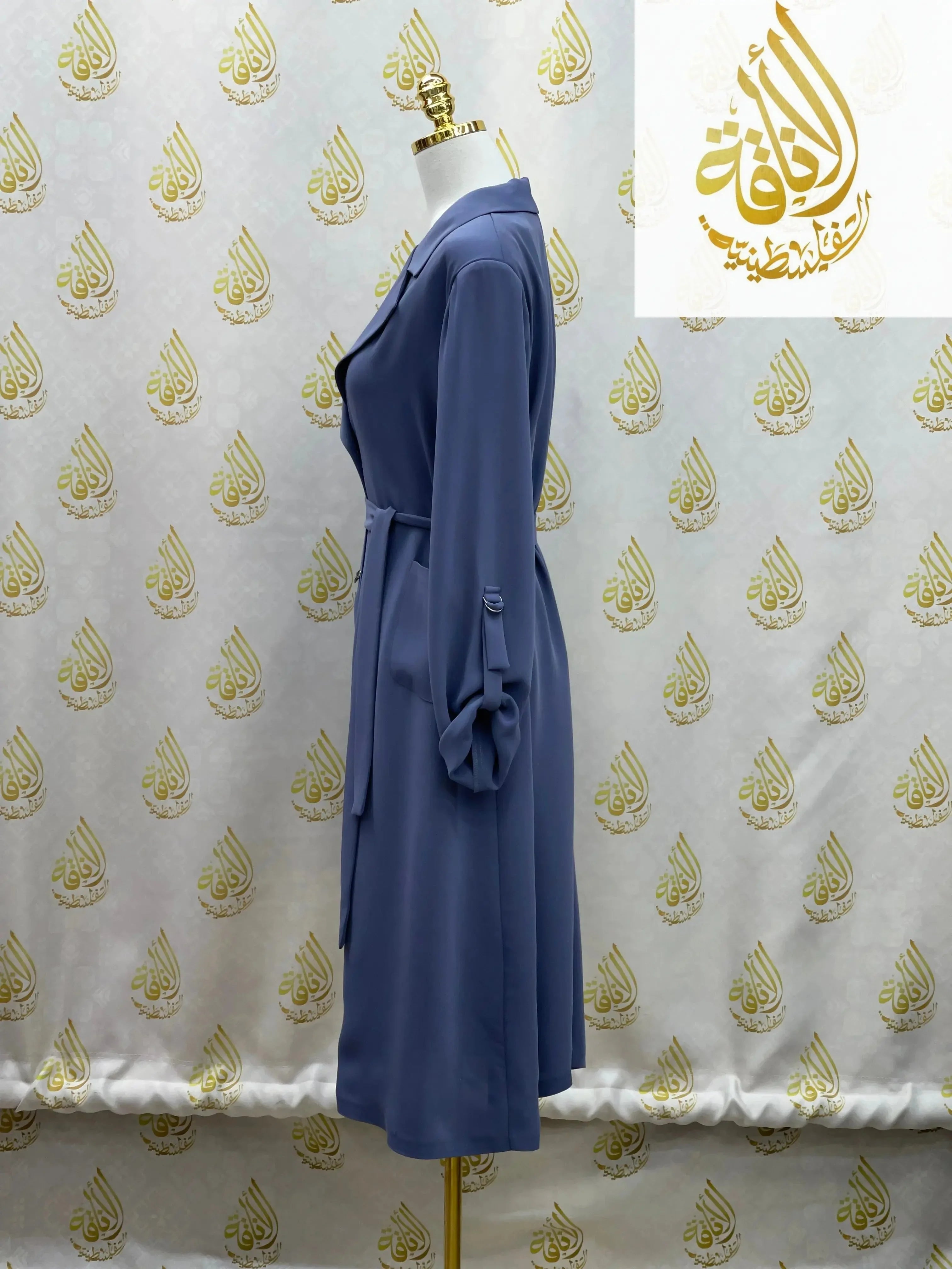 Sophisticated Elegance: Long Modest Light Trench Blazer Palestinian Elegance