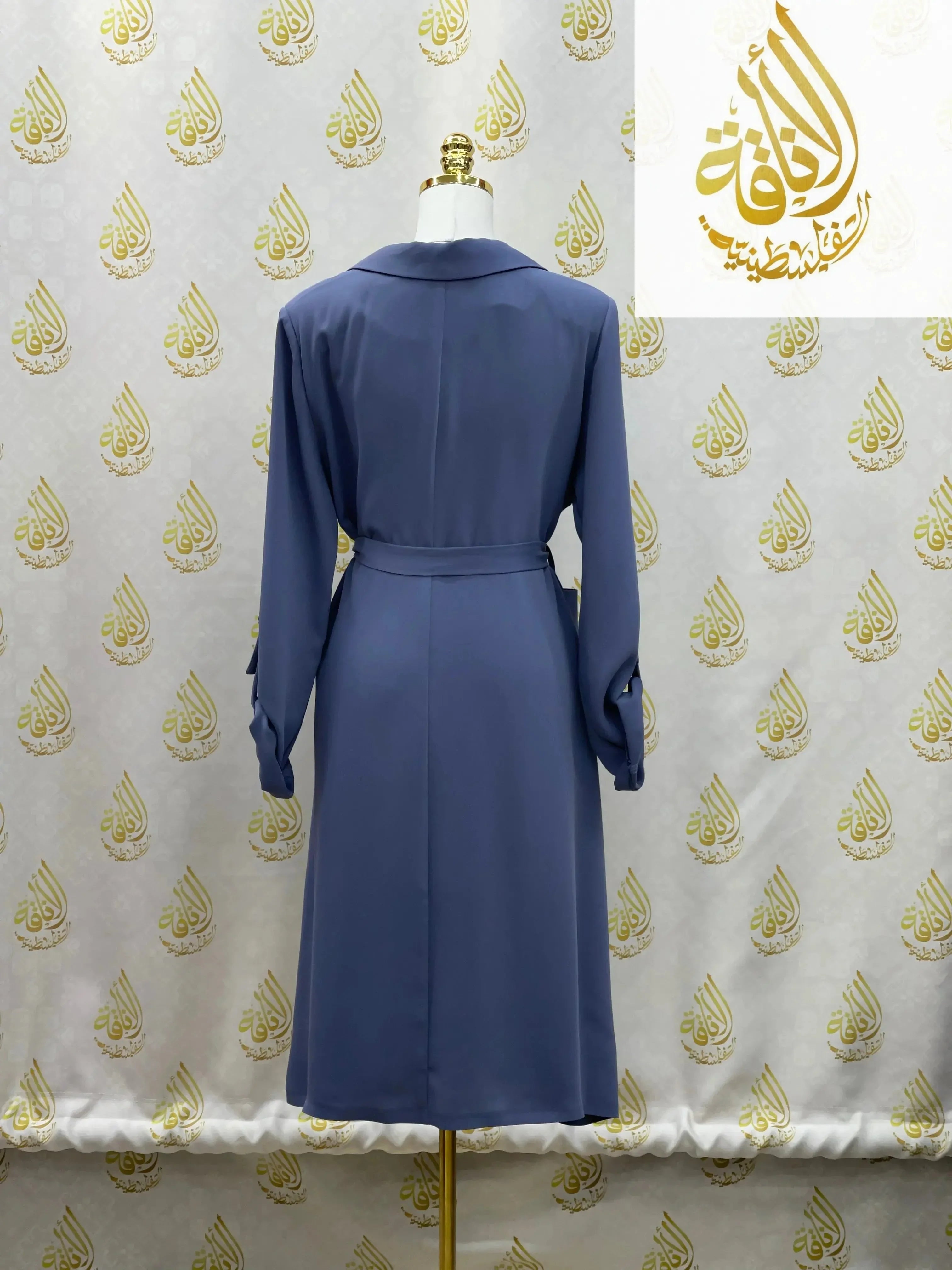 Sophisticated Elegance: Long Modest Light Trench Blazer Palestinian Elegance