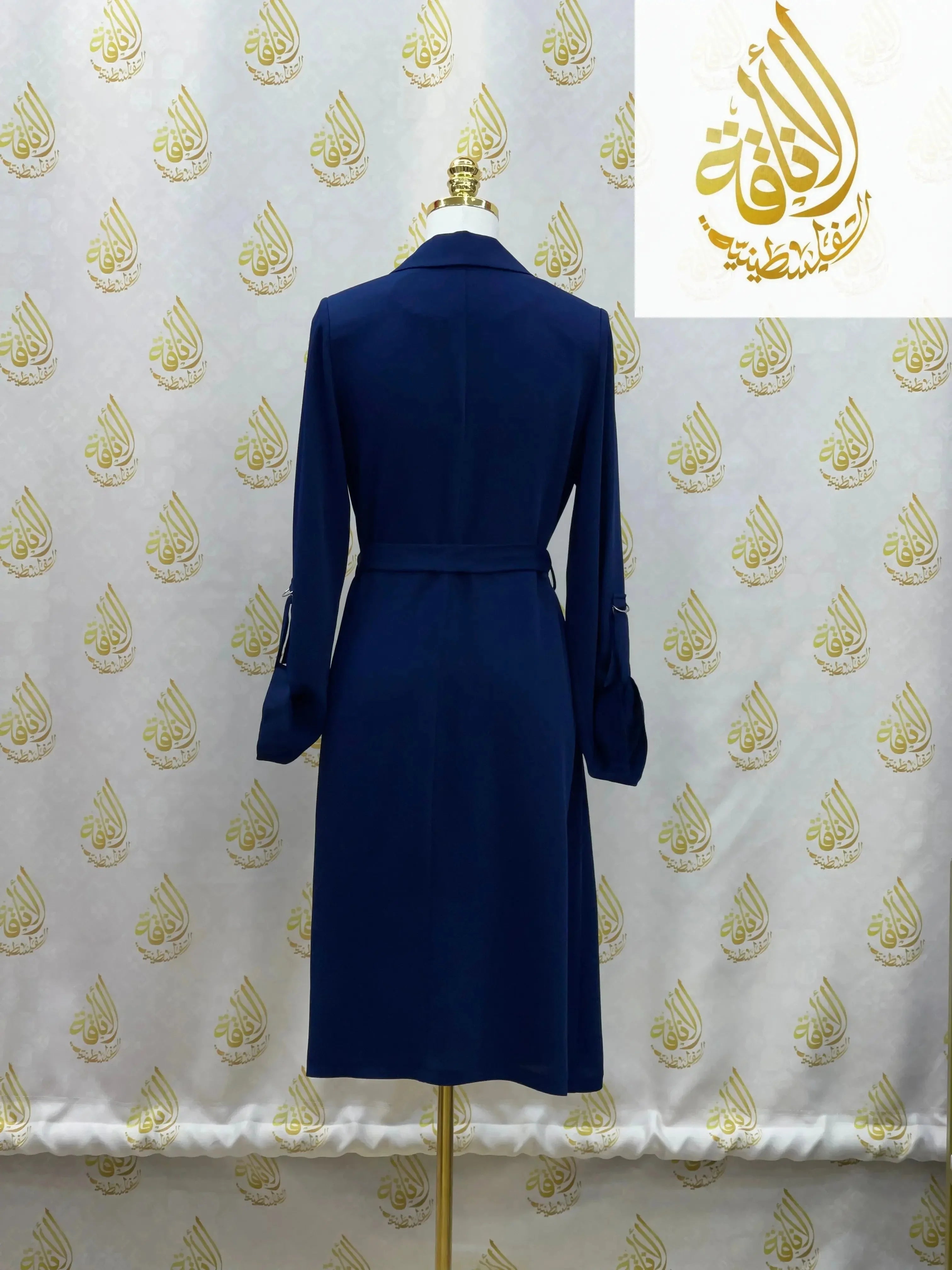 Sophisticated Elegance: Long Modest Light Trench Blazer Palestinian Elegance