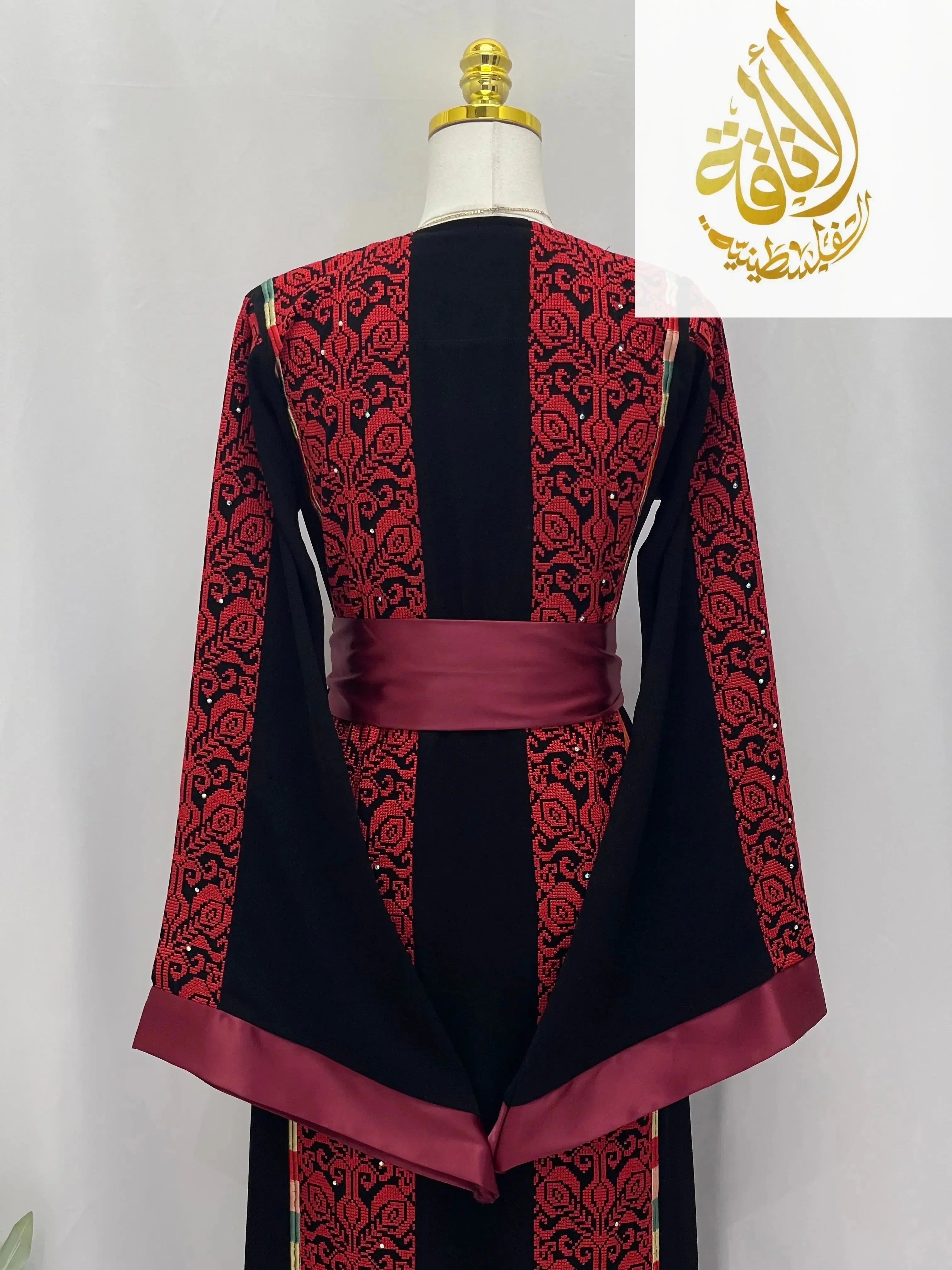 Sunset Ember Embroidered Thoub – Traditional Silhouette, Modern Elegance - Palestinian Elegance