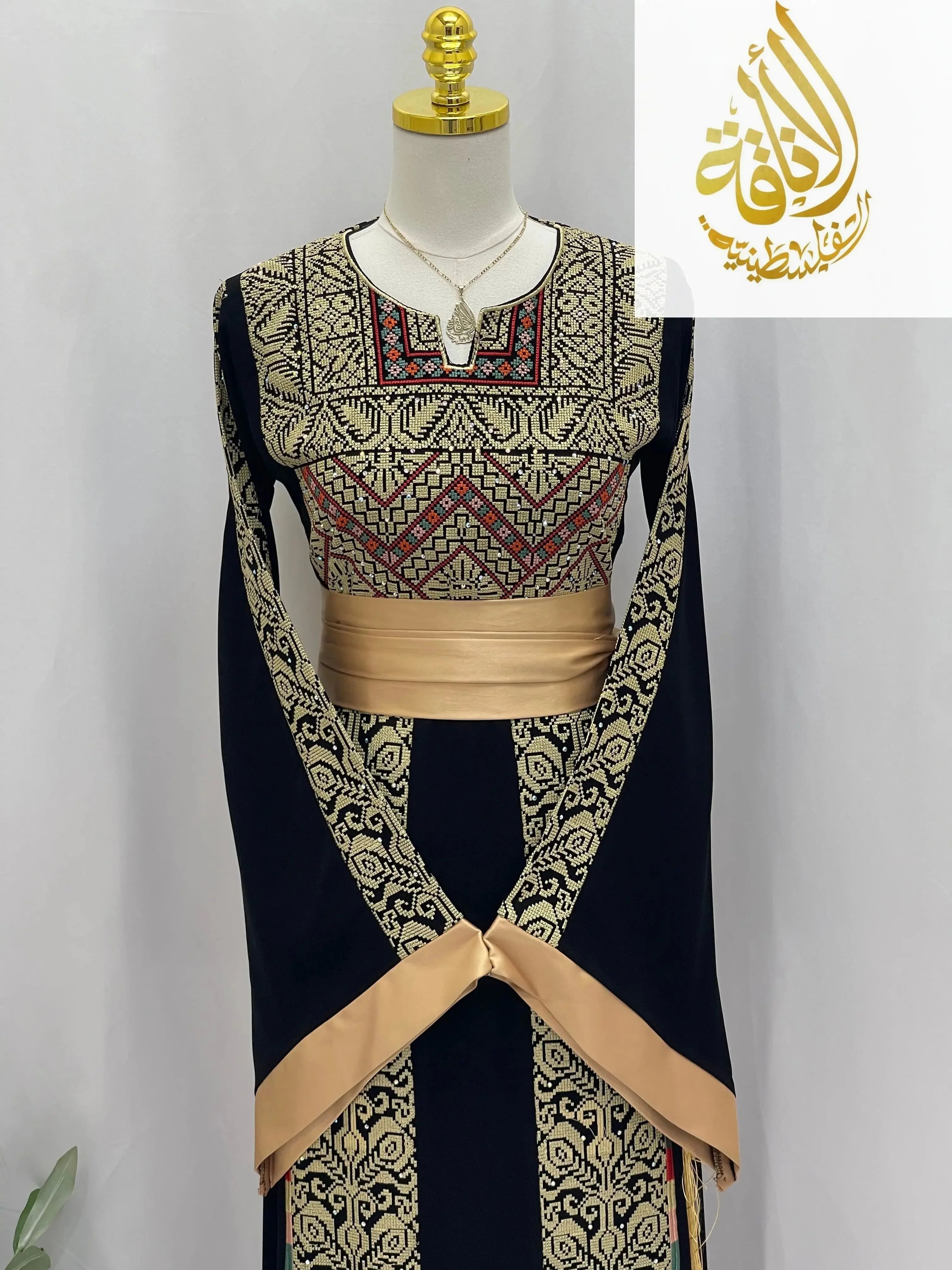 Sunset Ember Embroidered Thoub – Traditional Silhouette, Modern Elegance - Palestinian Elegance