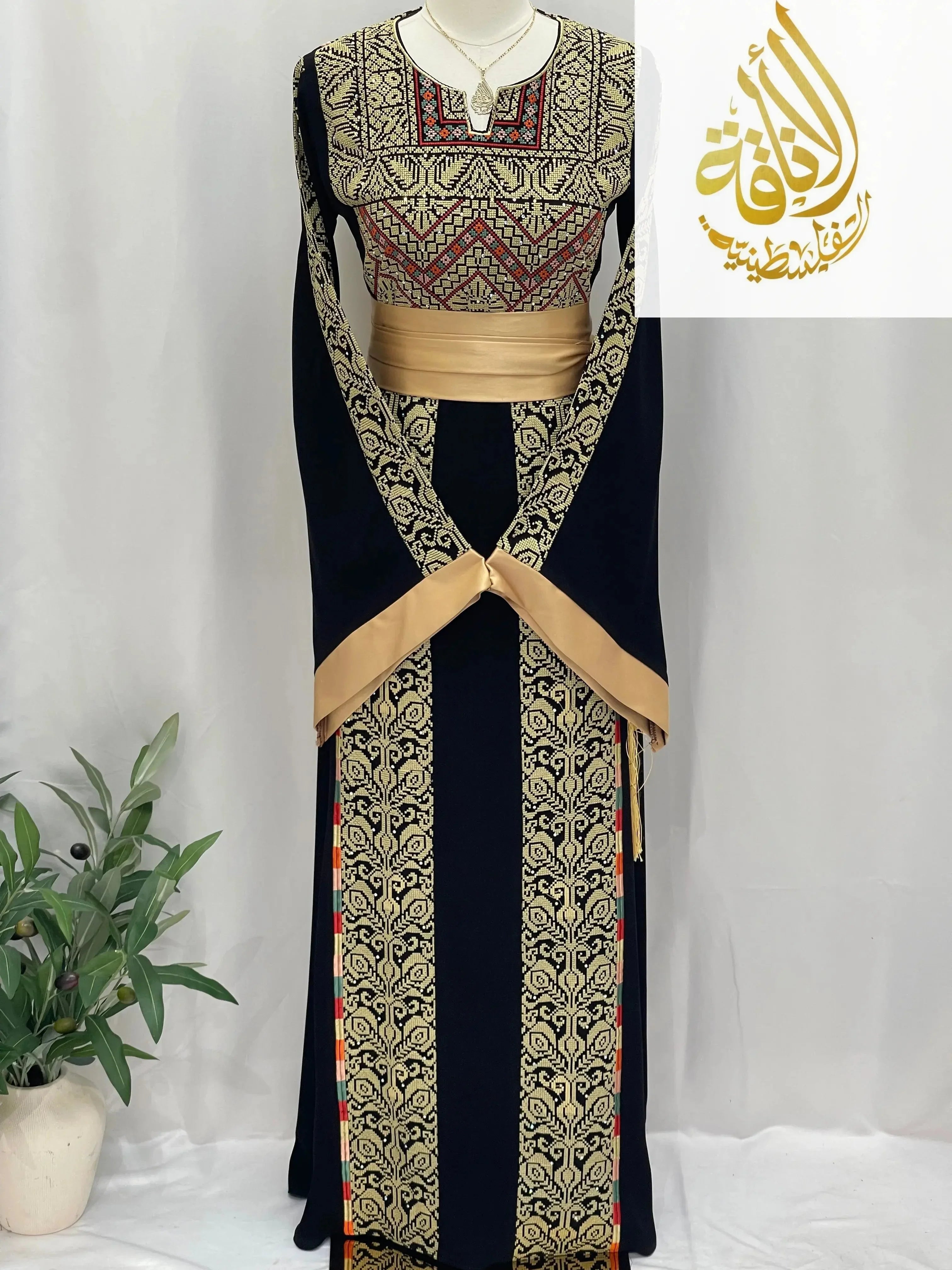 Sunset Ember Embroidered Thoub – Traditional Silhouette, Modern Elegance - Palestinian Elegance