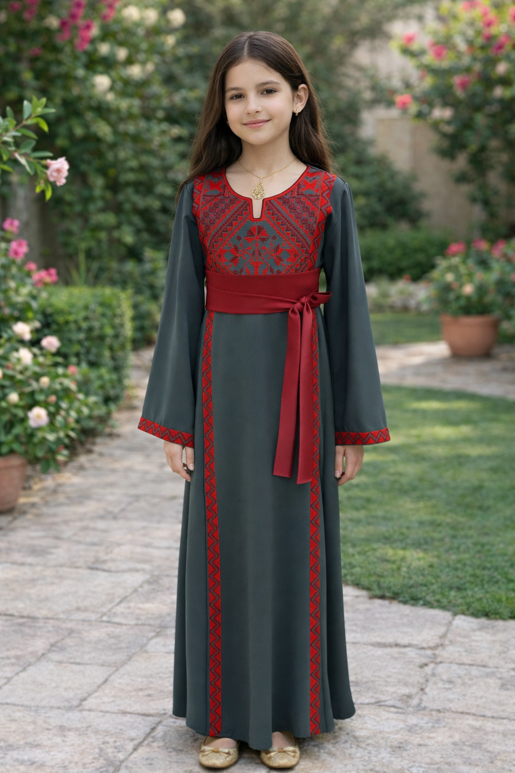 Soft Heritage Embroidered Girls Thobe