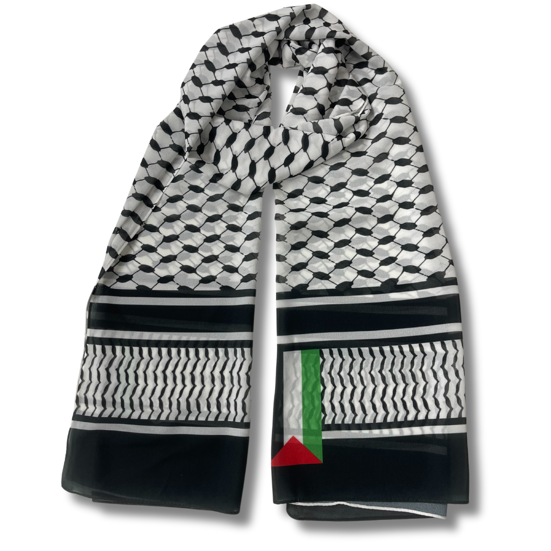 Unique Kuffiyeh Hijab with Palestine Flag Palestinian Elegance