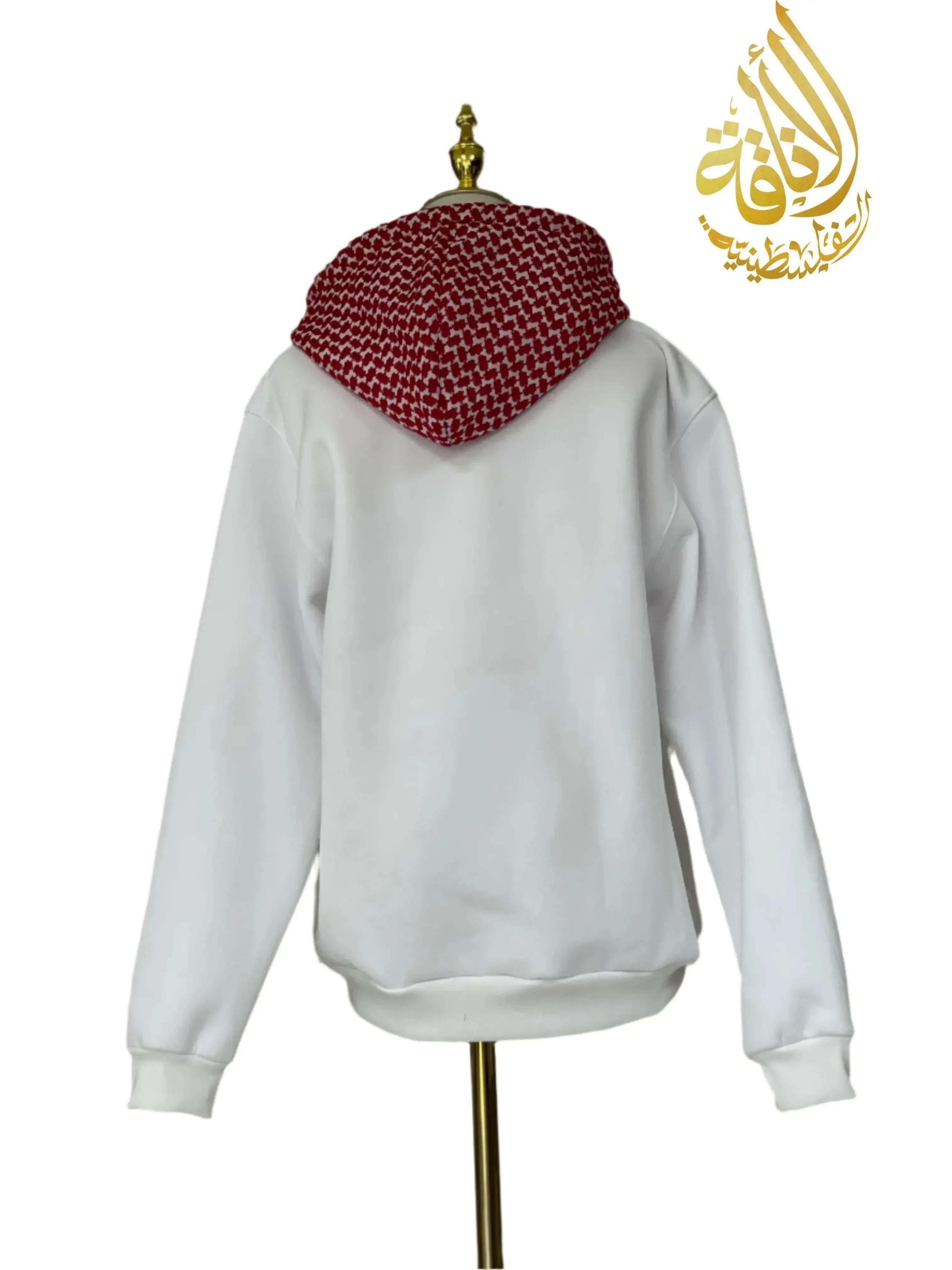 Unisex Palestinian Kufiyeh Print Pullover Hoodie - Bold Heritage Red Cultural Apparel Palestinian Elegance