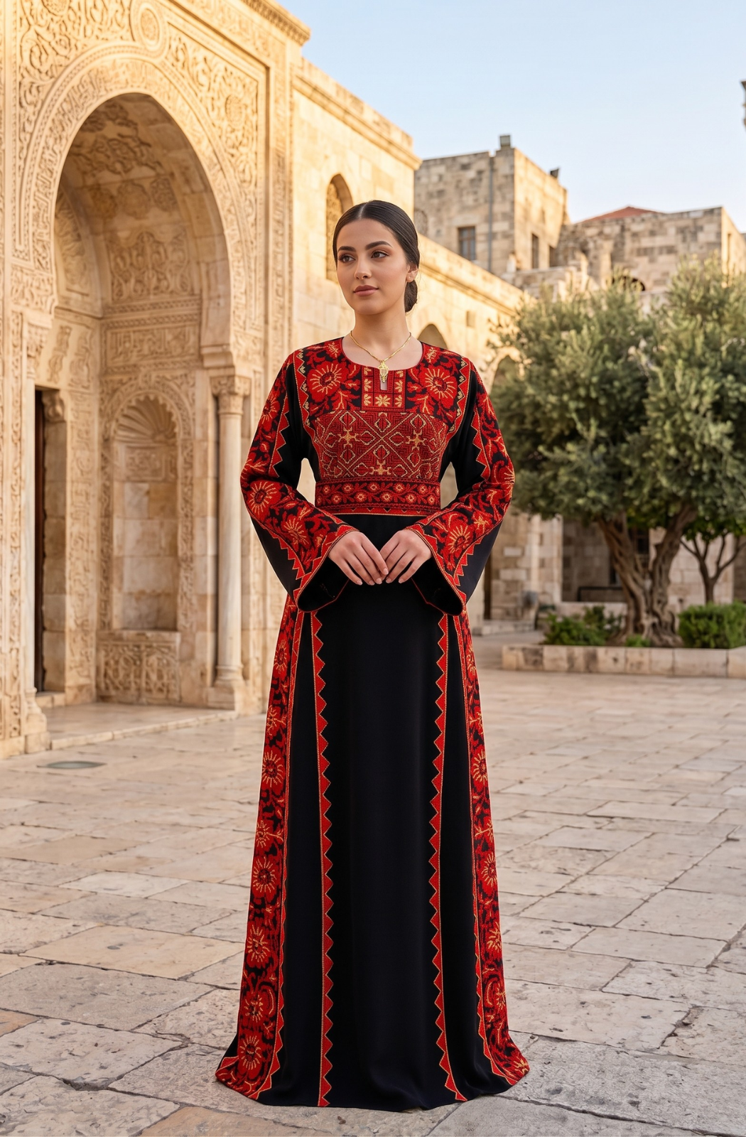 Modern Style Embroidered Thoub-adorned with beautiful embroidery