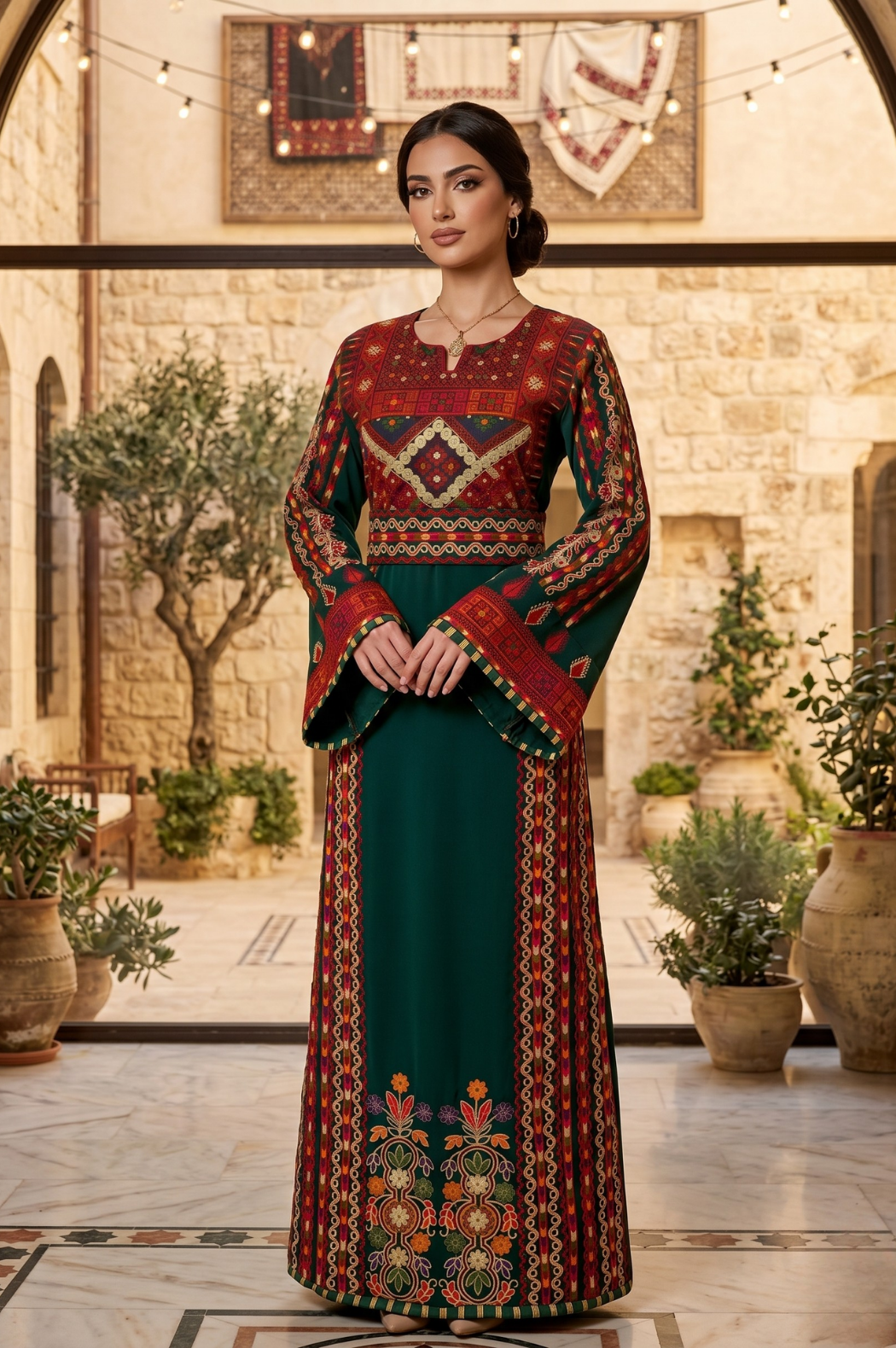 Palestinian Heritage Elegance Embroidered Thobe