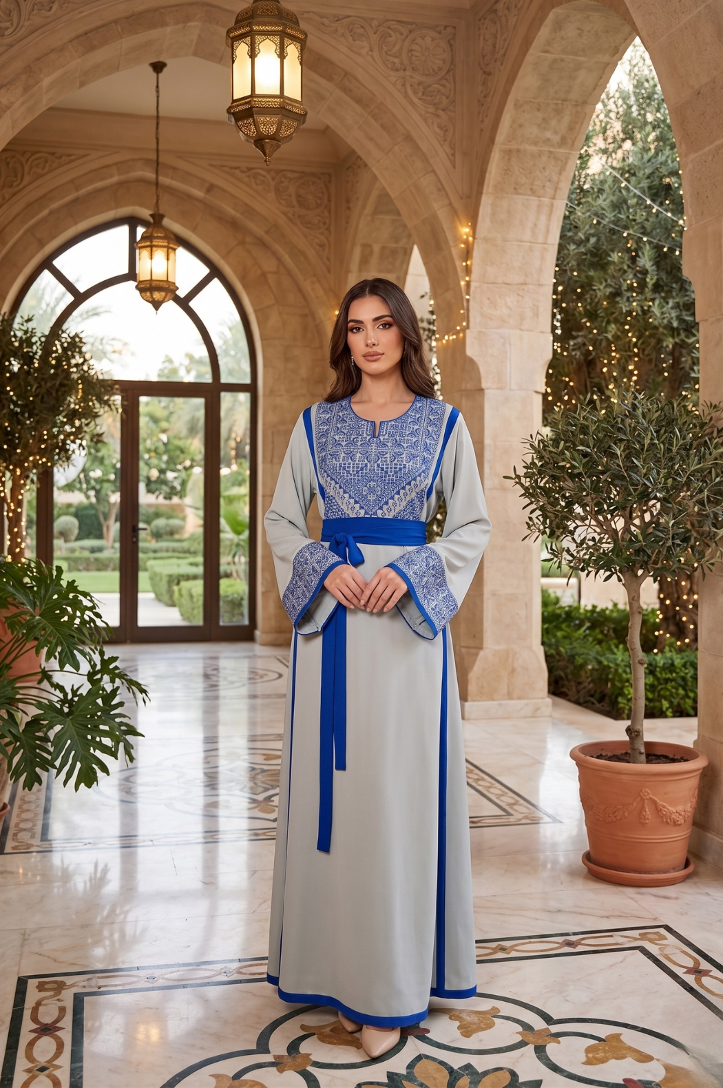 Ink Blue Embroidered Thoub