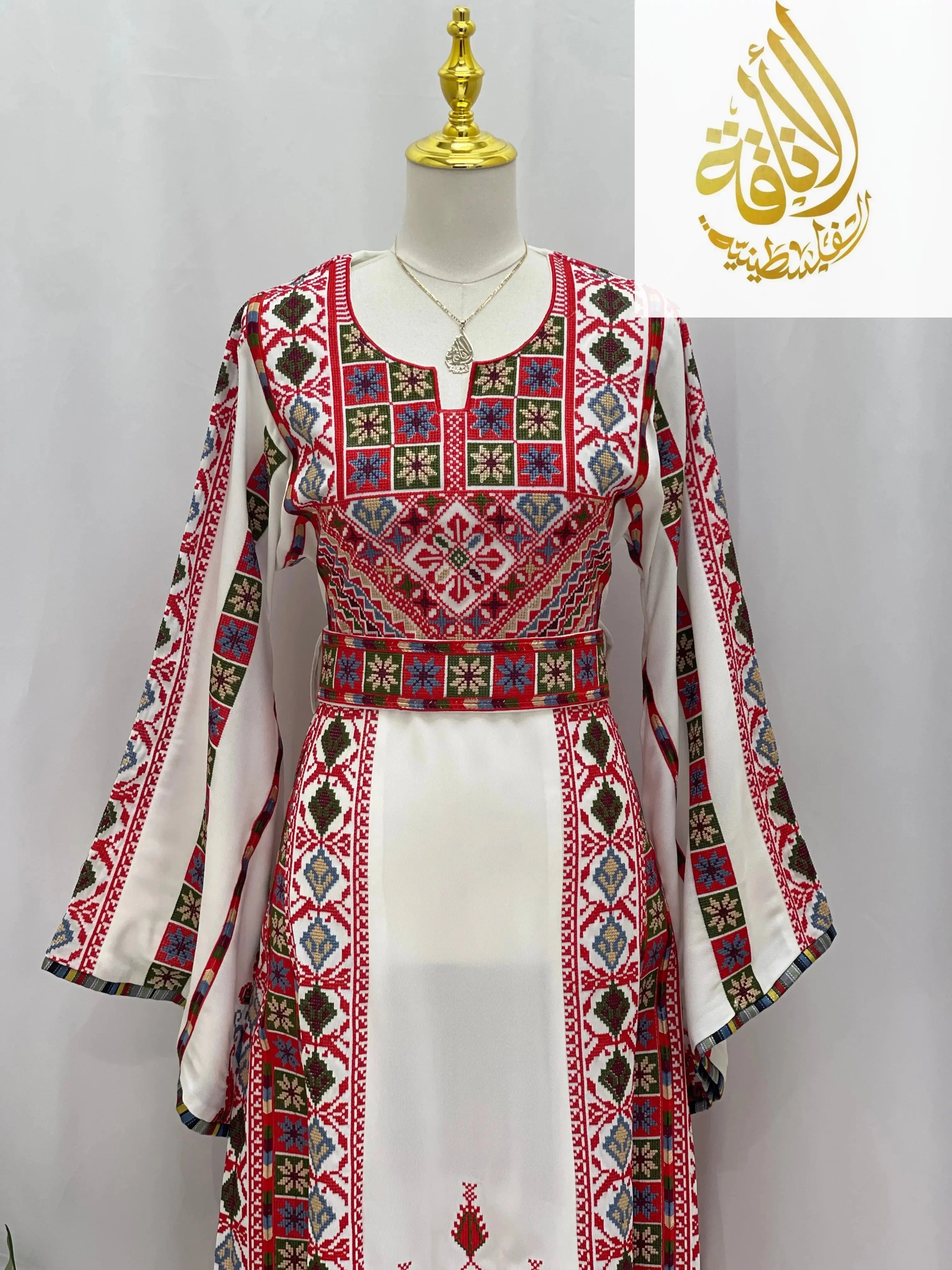 Whispering Waves Embroidered Palestinian Elegance Thoub Modern Elegance Palestinian Elegance