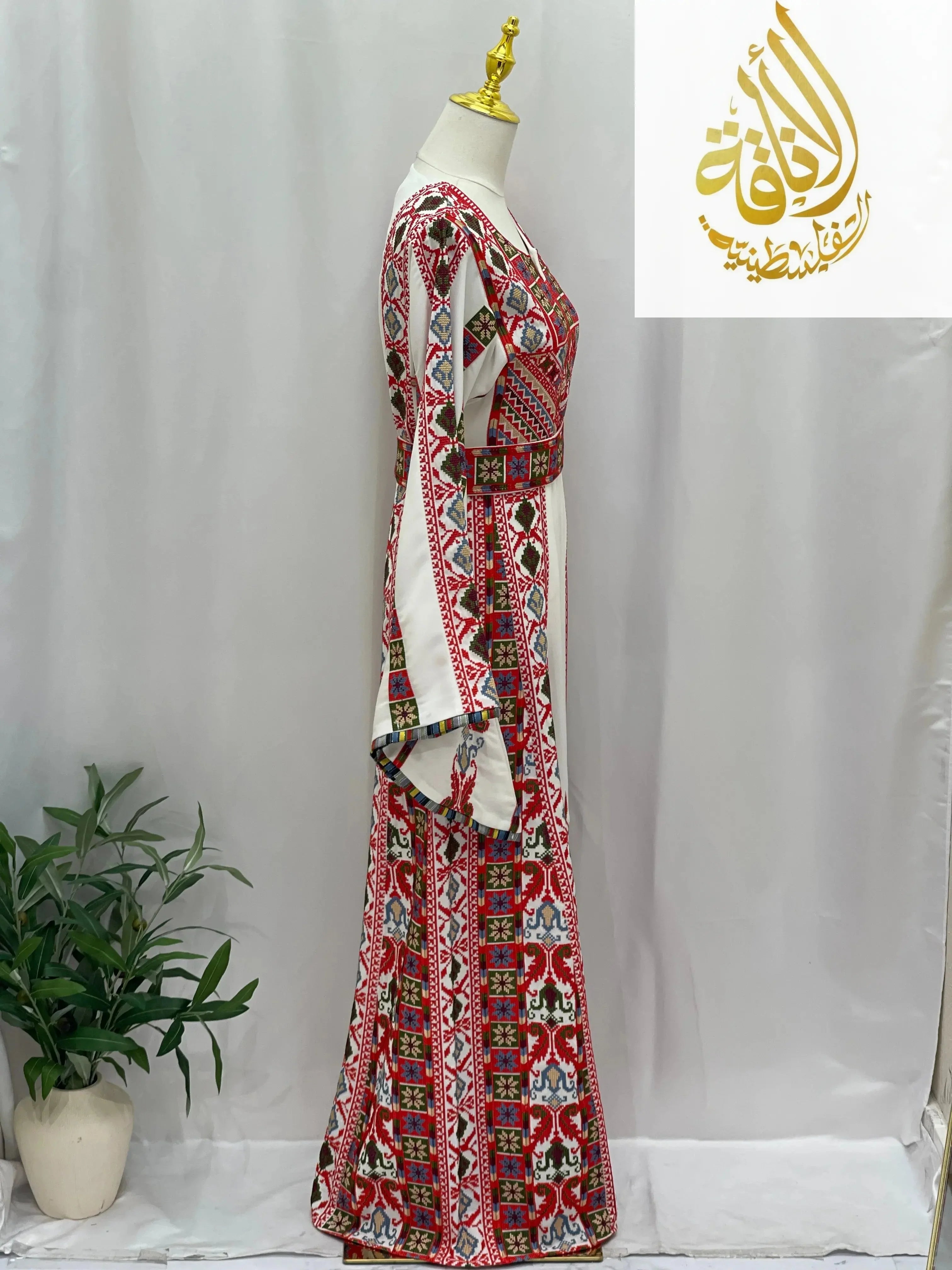 Whispering Waves Embroidered Palestinian Elegance Thoub Modern Elegance Palestinian Elegance