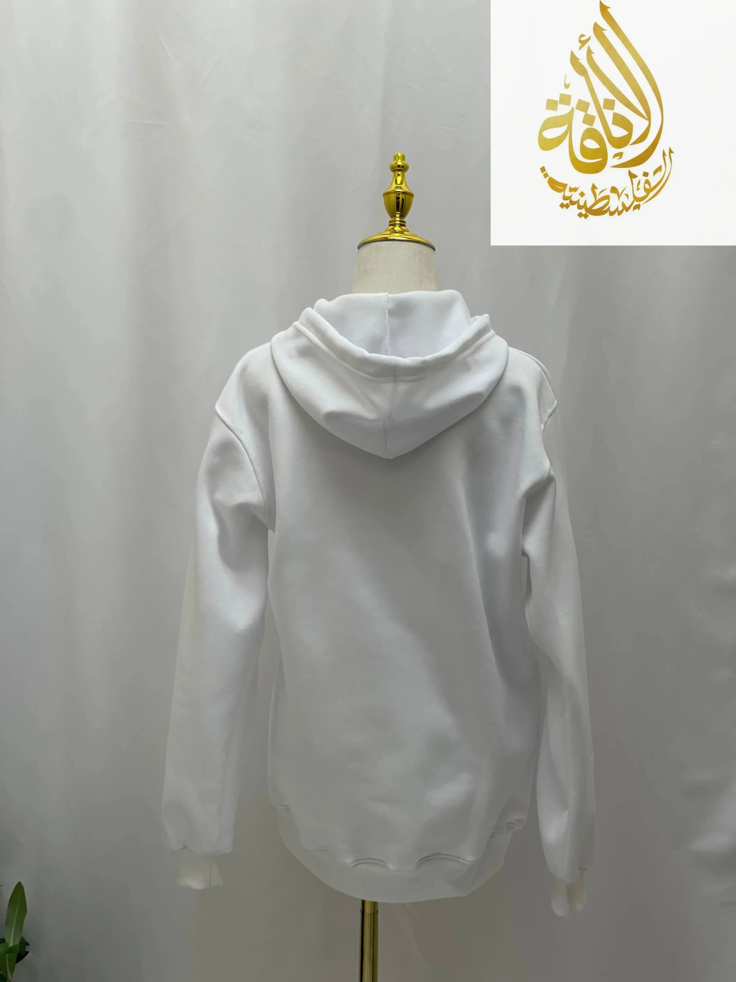 White Hoodie with Triangle Tatreez Embroidery - Modern Style Meets Tradition Palestinian Elegance