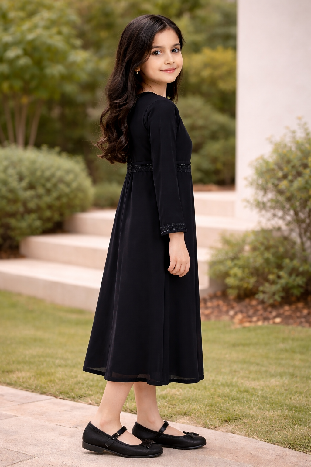 Beads Zippered Kids Abaya: Elegance and Practicality for Young Fashionistas