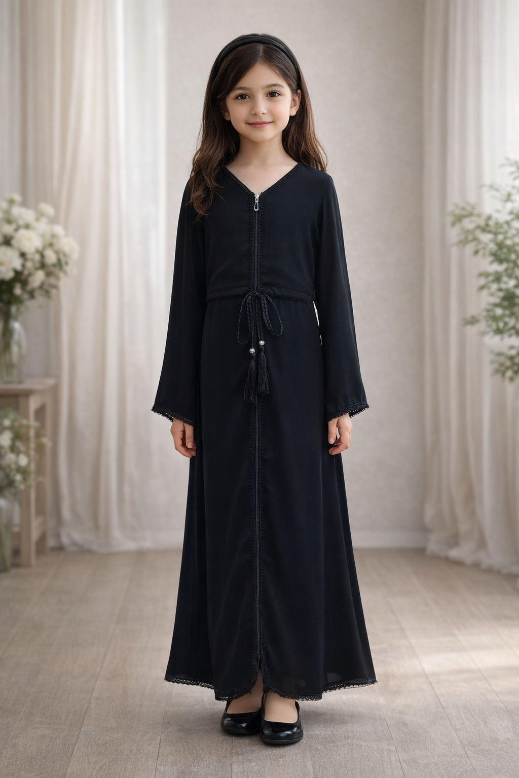 Elegant Girls Black Abaya: Comfort & Modesty with Flowy Design