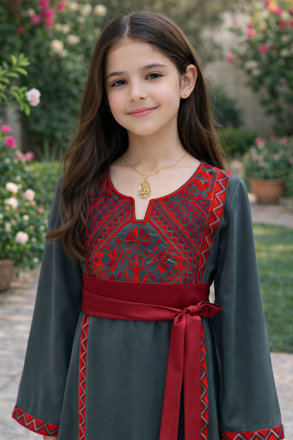 Soft Heritage Embroidered Girls Thobe