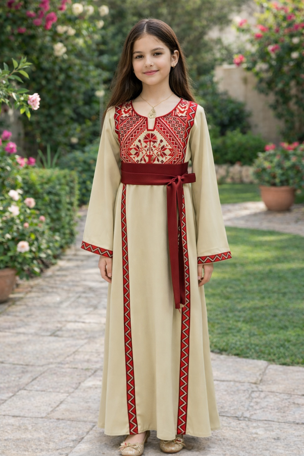 Soft Heritage Embroidered Girls Thobe