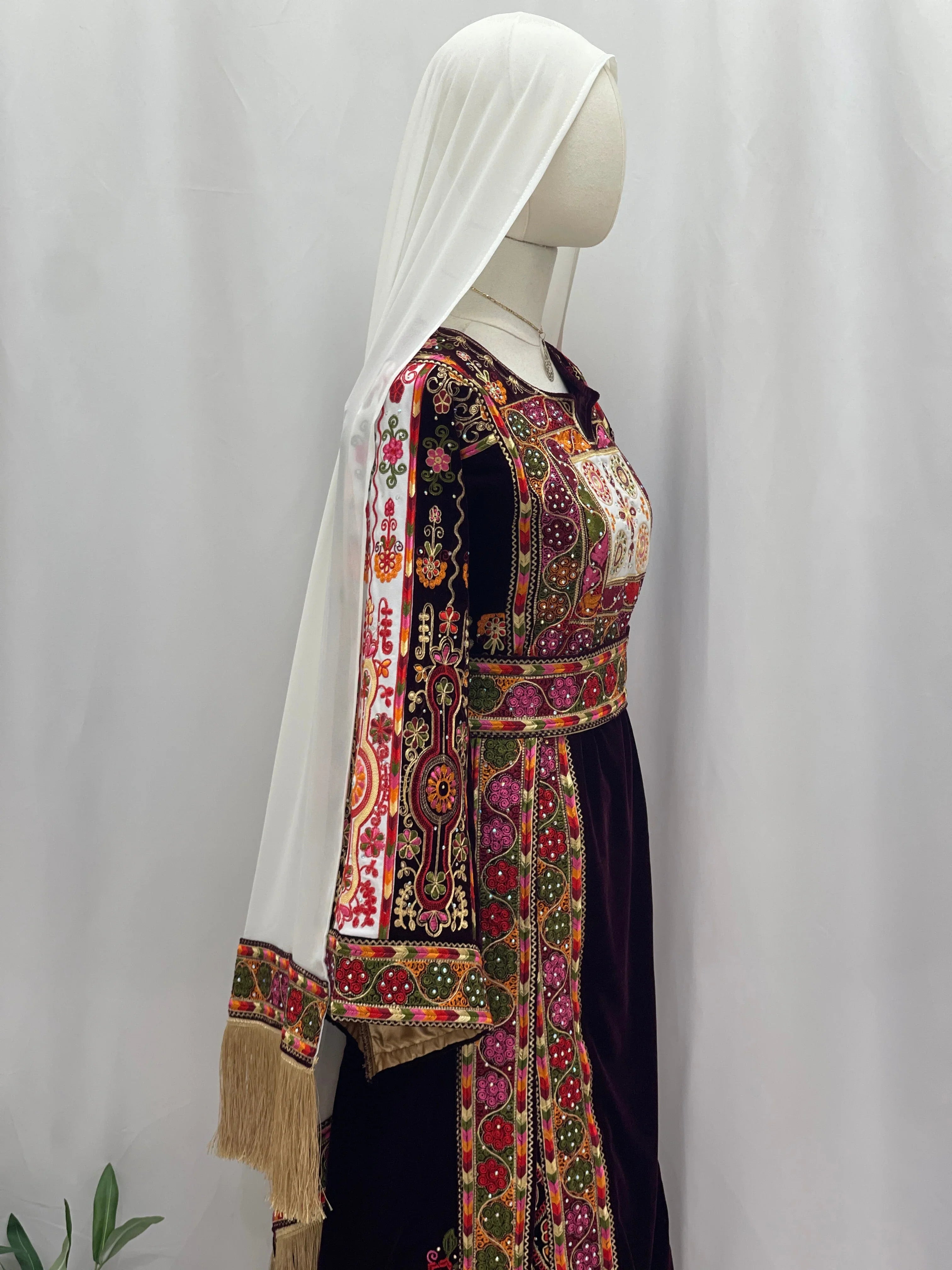 Zahr Al-Turath Velvet Thobe: Offering A Regal and Elegant Heritage-Inspired Look Palestinian Elegance