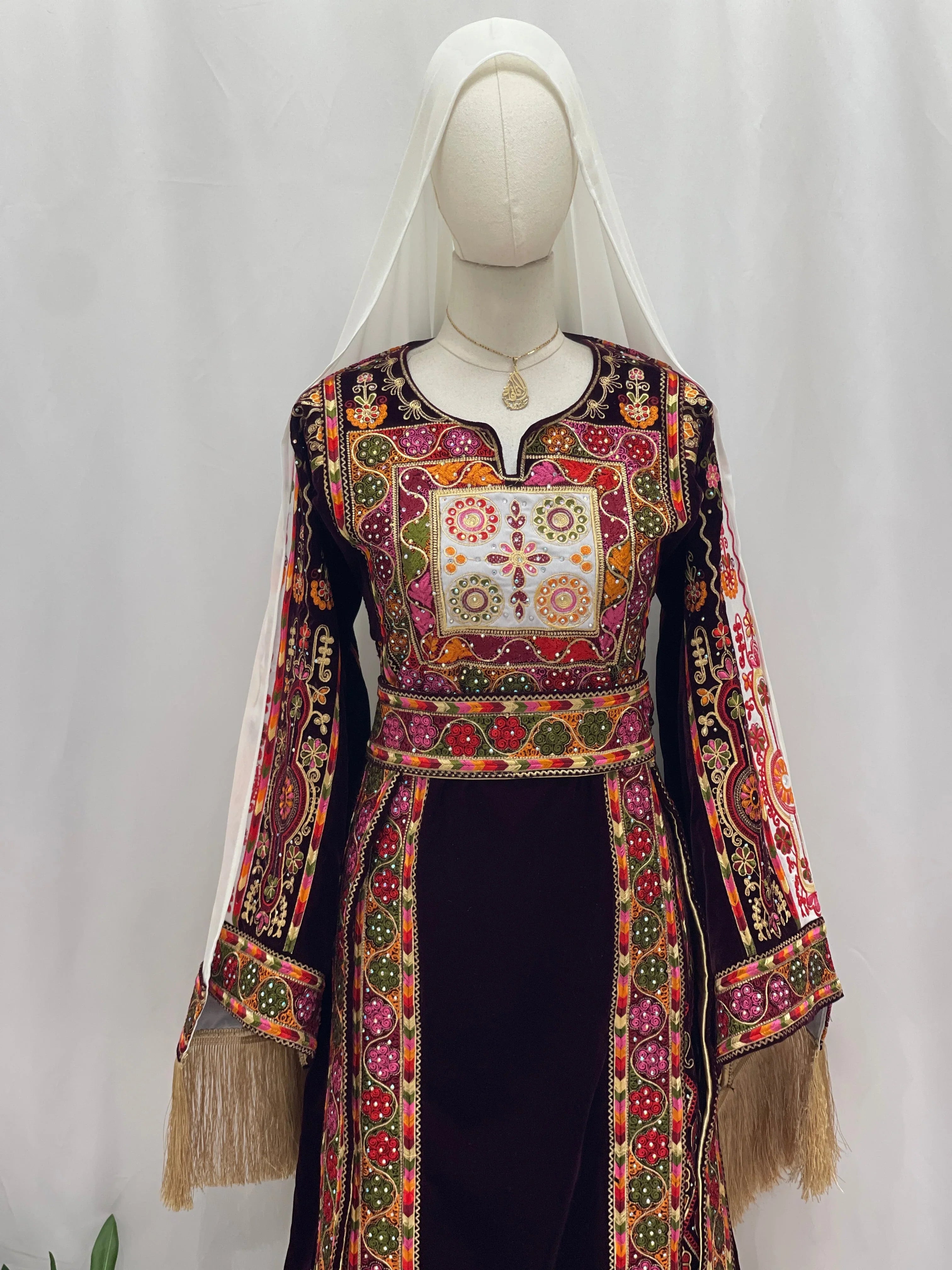 Zahr Al-Turath Velvet Thobe: Offering A Regal and Elegant Heritage-Inspired Look Palestinian Elegance