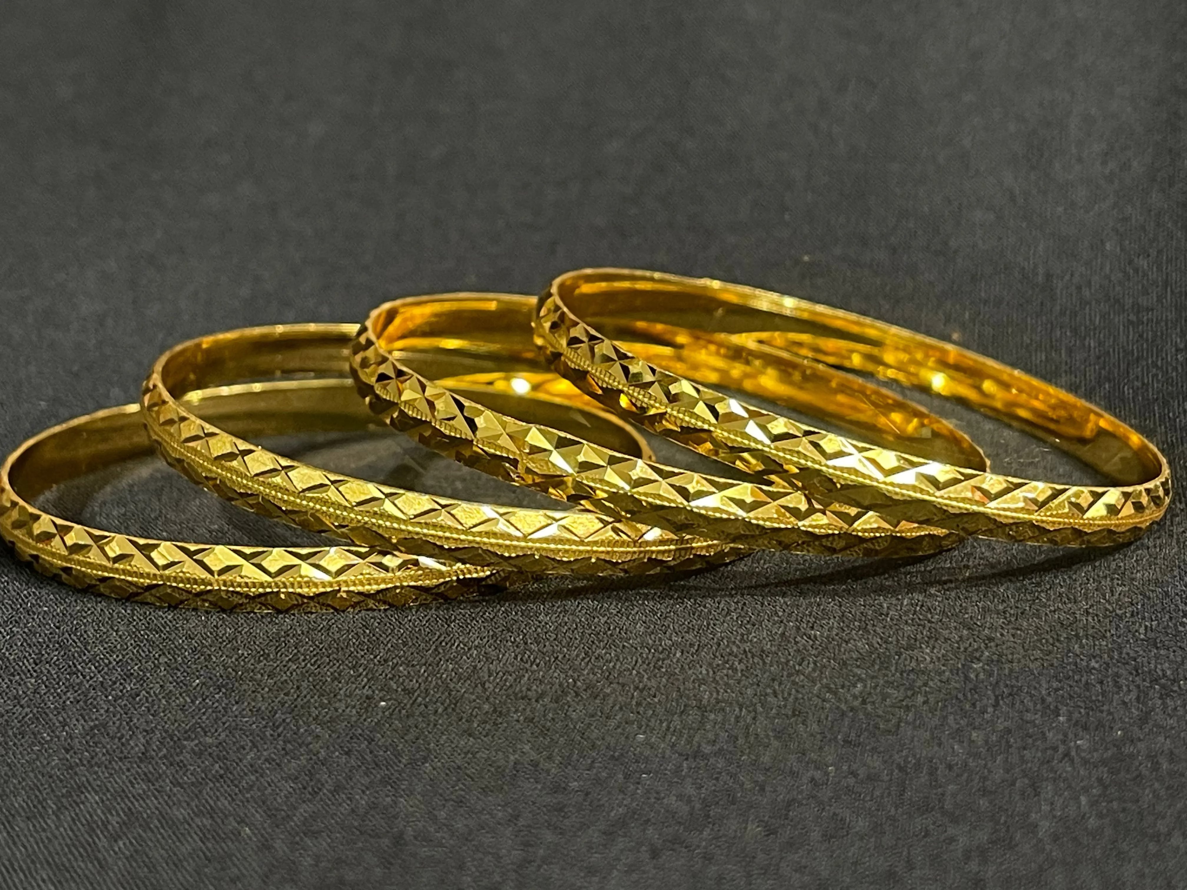 Palestinian Elegance imitated gold Zuhra gold bangles bracelet set with intricate geometric patterns