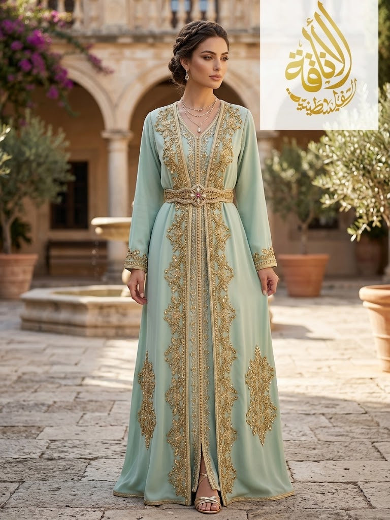 Rahaf Moroccan Style Kaftan by Palestinian Elegance