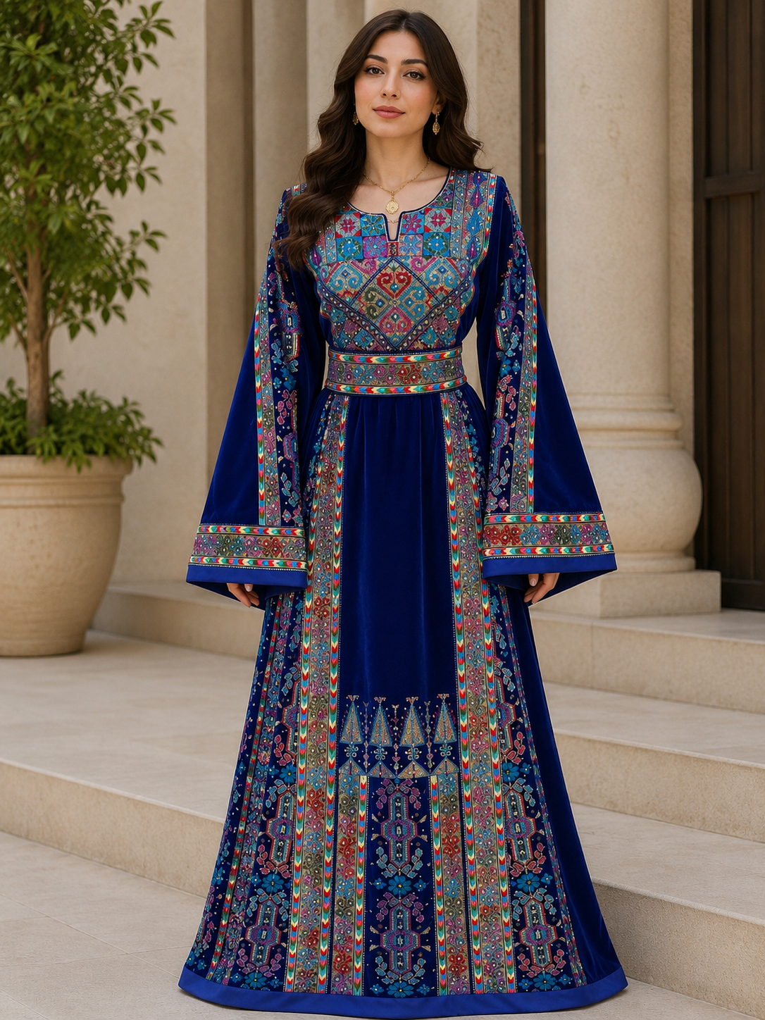 Royal Blue Embroidered Velvet