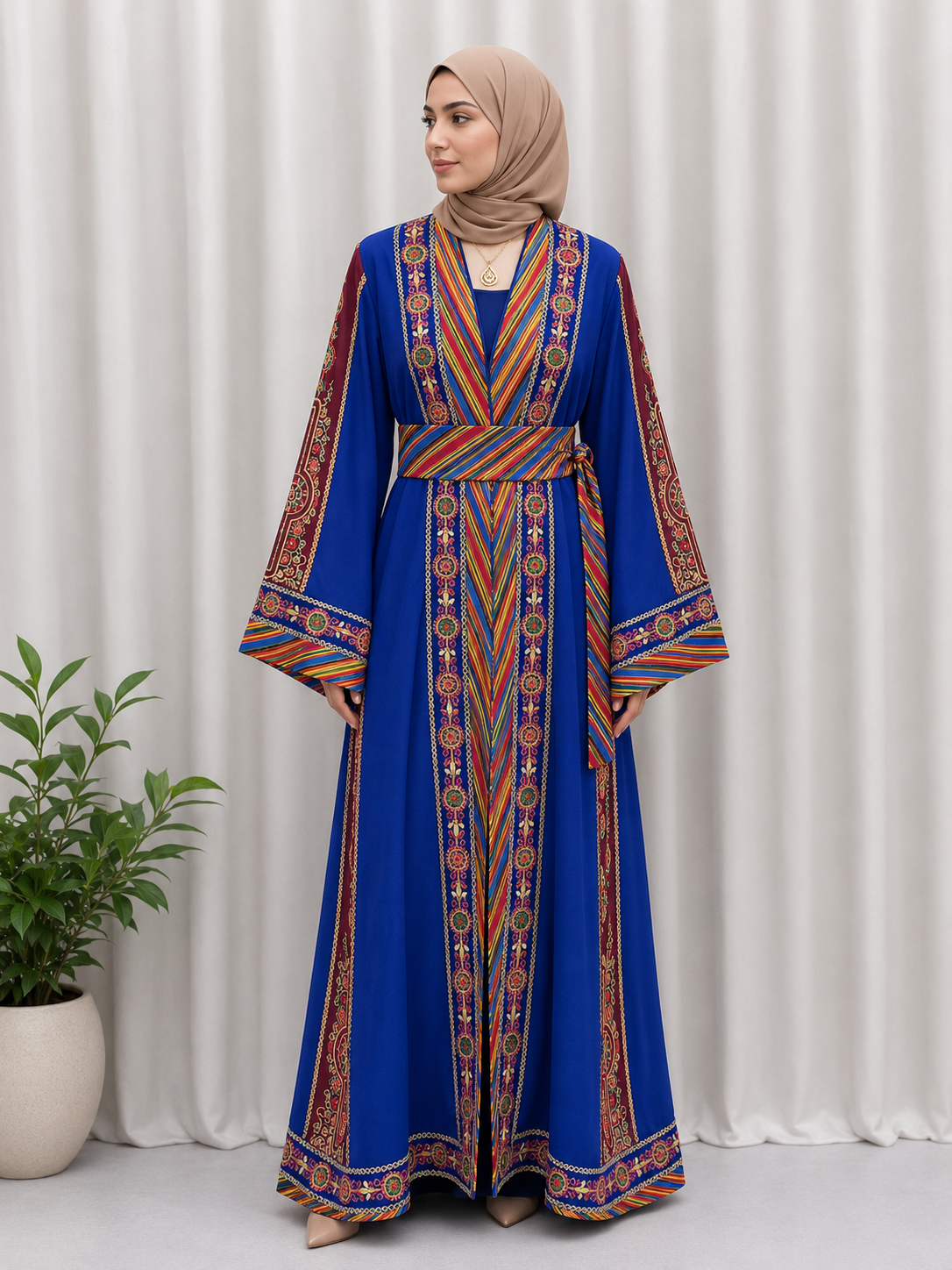 Areej Embroidered Kashmir Open Abaya - Elegance & Versatility