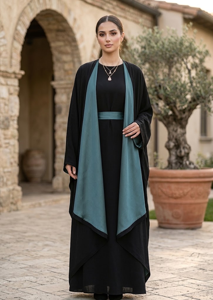 Reversible Satin-Crepe Abaya