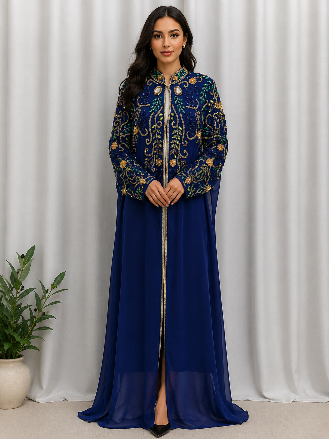 Luxury Royal Blue Bejeweled Cape A Touch Of Glamour